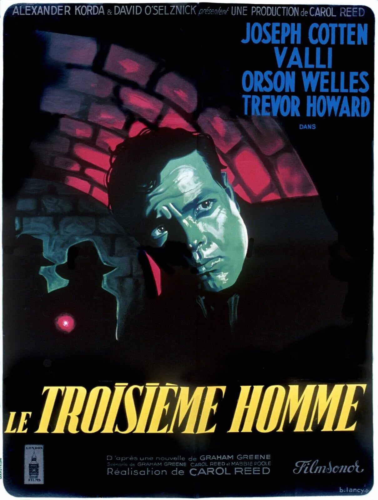 LE TROISIÈME HOMME, JOSEPH COTTEN, 1949, Repro affiche cinéma, VINTAGE,HQ