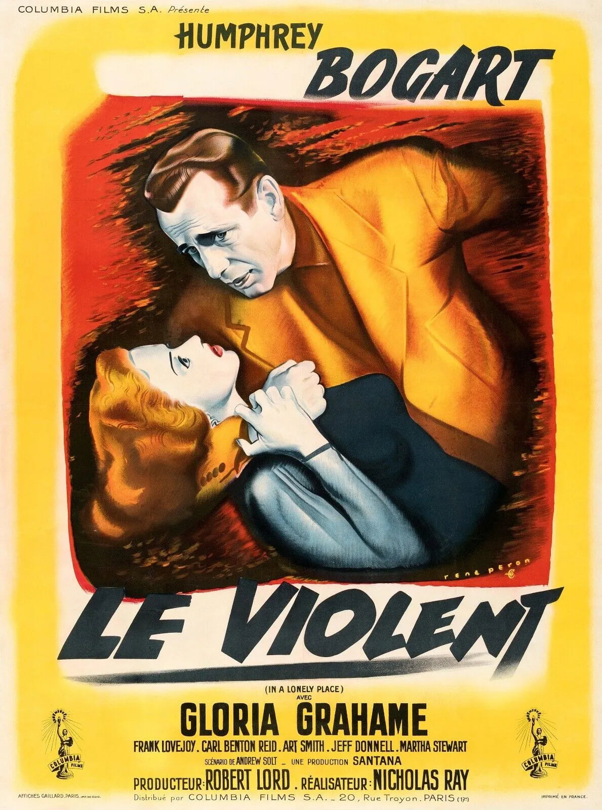 LE VIOLENT, HUMPHREY BOGART, 1950, REPRO AFFICHE CINEMA VINTAGE HQ