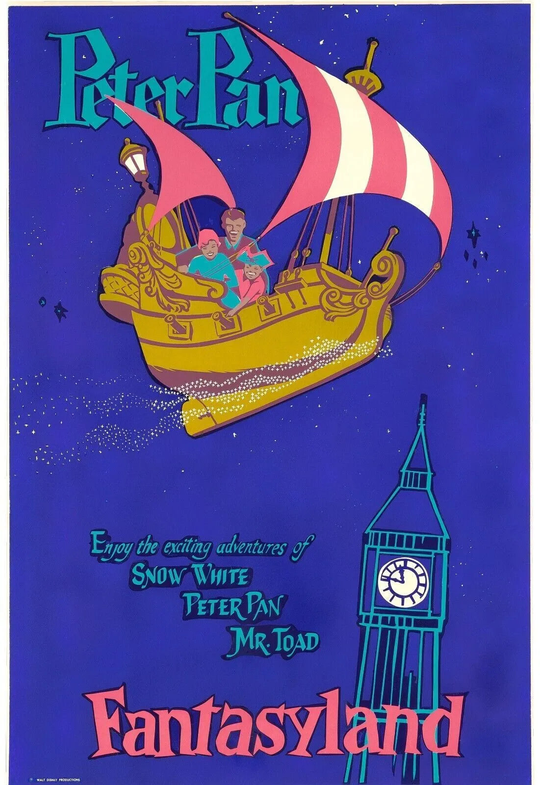 LE VOL DE PETER PAN – FANTASYLAND, 1953 Repro affiche cinéma, VINTAGE, HQ