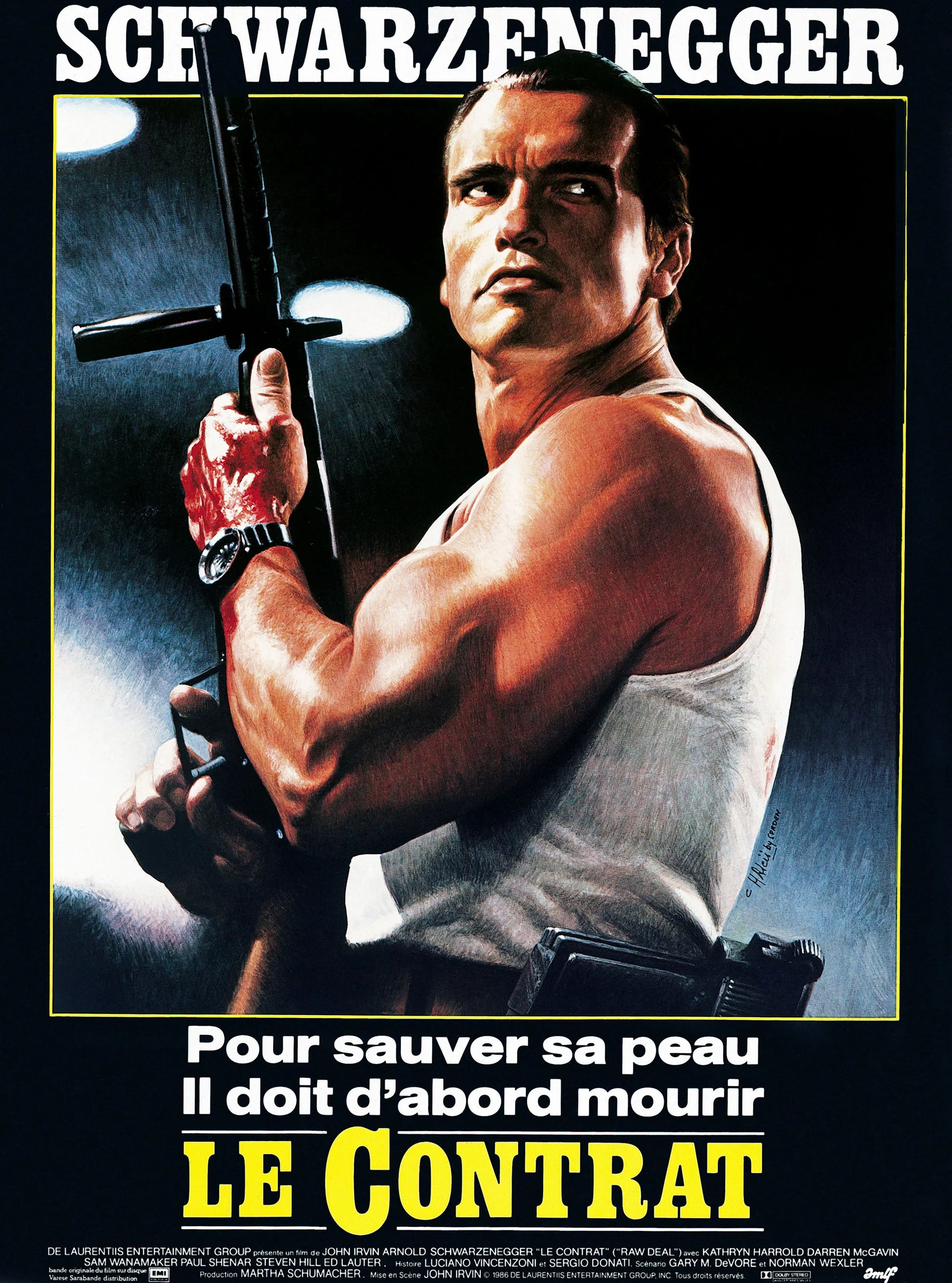 LE CONTRAT – AFFICHE VINTAGE CINÉMA RÉTRO, 1986, ARNOLD SCHWARZENEGGER