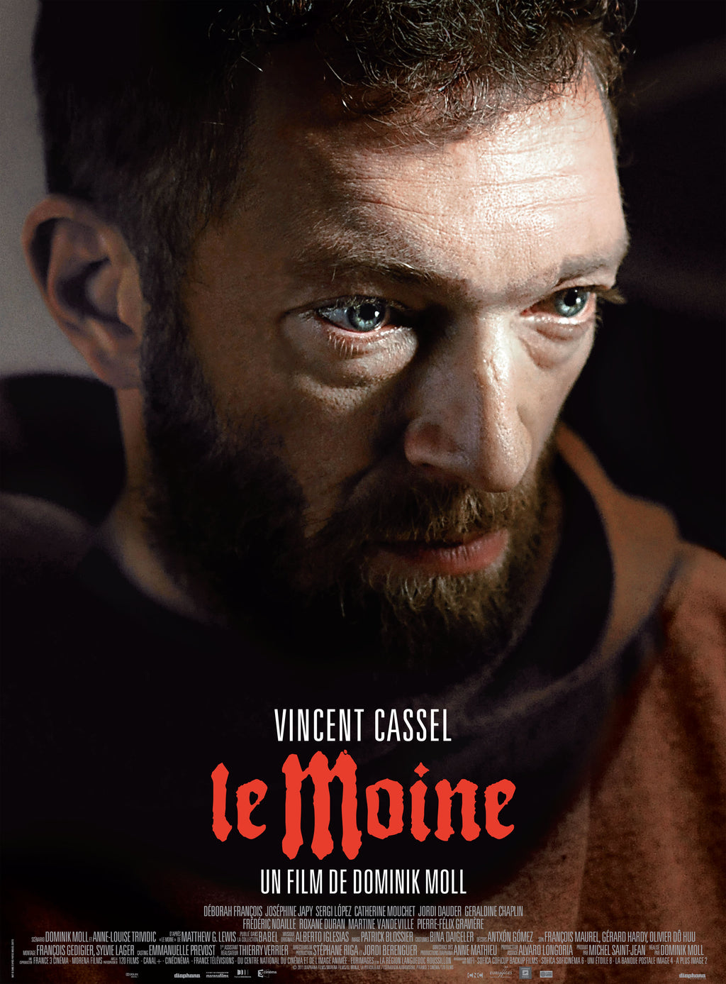 Affiche du film Le Moine (2011) avec Vincent Cassel. Drame sombre et envoûtant. Reproduction HQ – Poster Hub Studio.