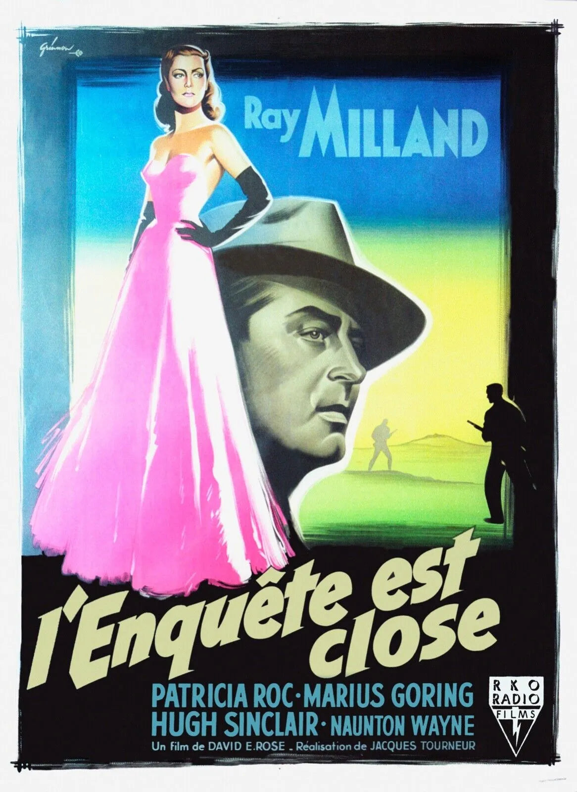 L'ENQUÊTE EST CLOSE, RAY MILLAND, REPRO AFFICHE CINEMA VINTAGE HQ
