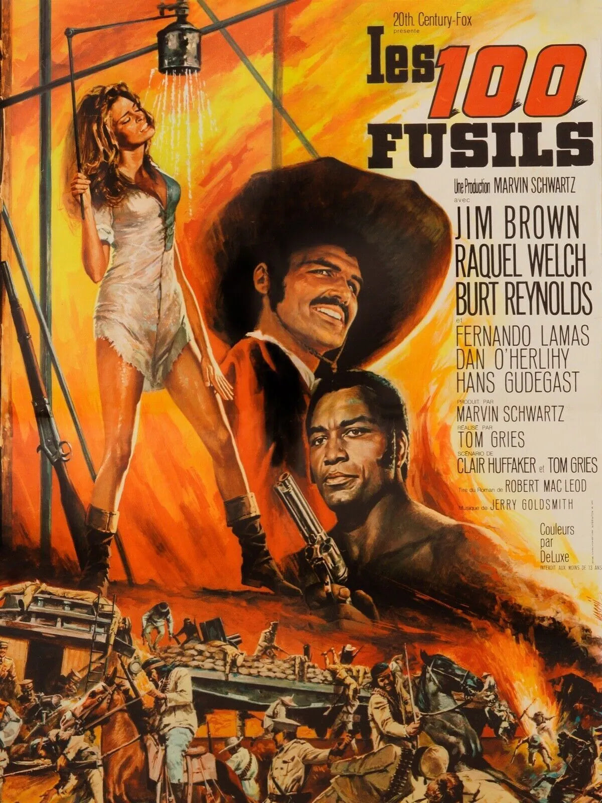 LES 100 FUSILS, JIM BROWN, 1969, REPRO AFFICHE CINEMA VINTAGE, HQ