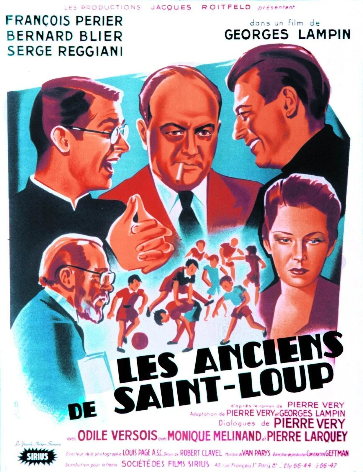 LES ANCIENS DE SAINT LOUP, BERTNARD BLIER 1950, repro affiche de cinema, HQ