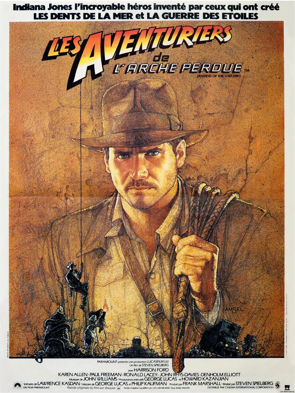 LES AVENTURIERS DE L’ARCHE PERDUE – HARRISON FORD, 1981 – REPRO AFFICHE CINÉMA VINTAGE
