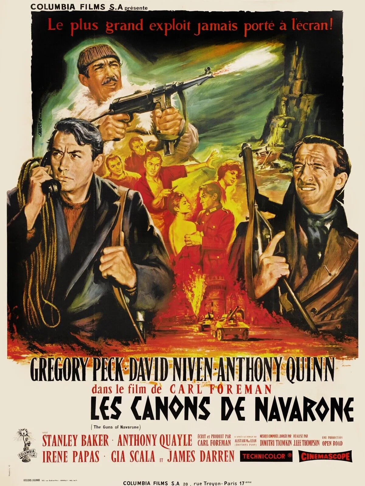 LES CANONS DE NAVARONE, GREGORY PECK, 1961, REPRO AFFICHE CINÉMA VINTAGE, HQ