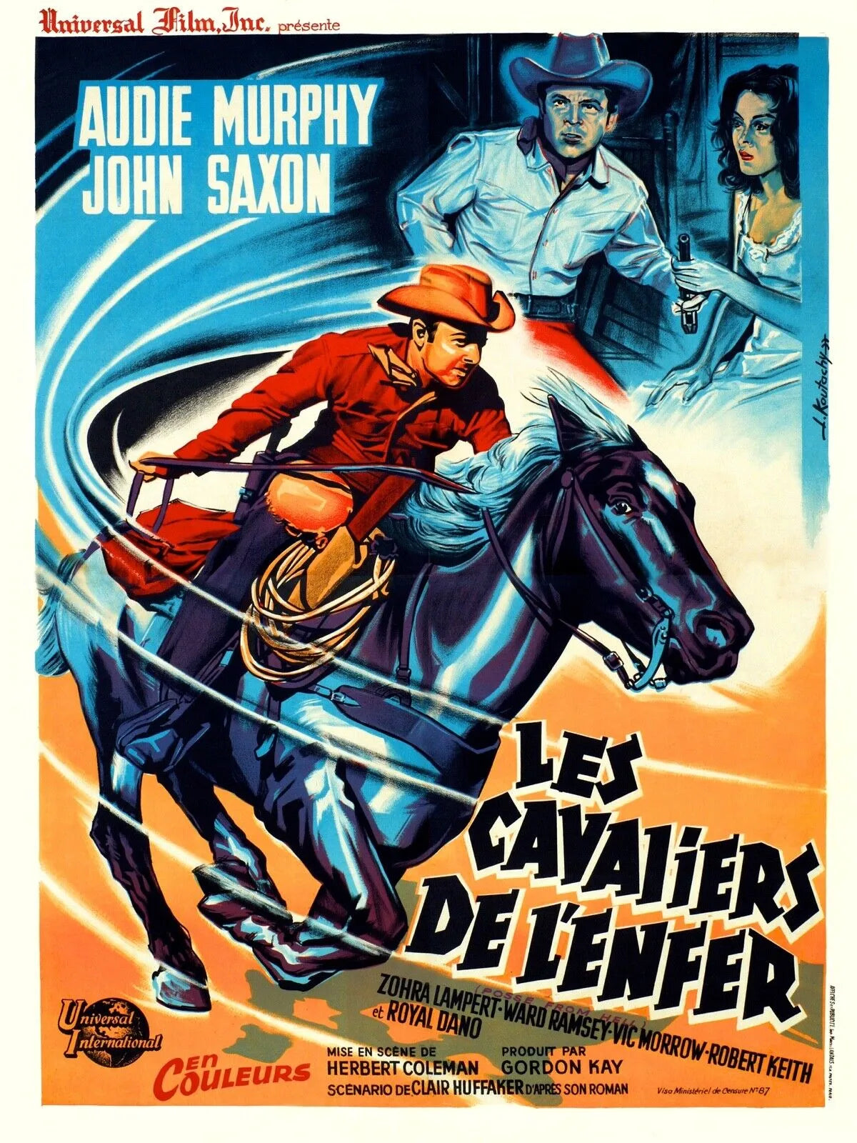 LES CAVALIERS DE L’ENFER, AUDIE MURPHY, 1965, REPRO AFFICHE CINEMA VINTAGE, HQ