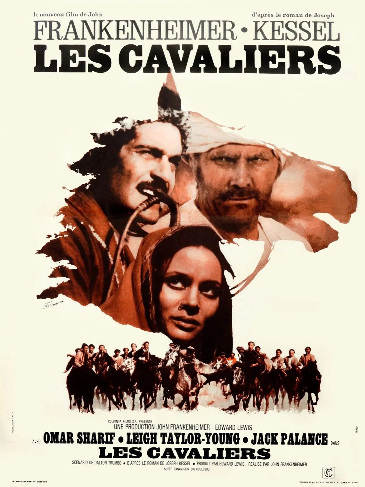 LES CAVALIERS, OMAR SHARIF, JACK PALANCE, 1971, REPRO AFFICHE CINEMA VINTAGE, HQ