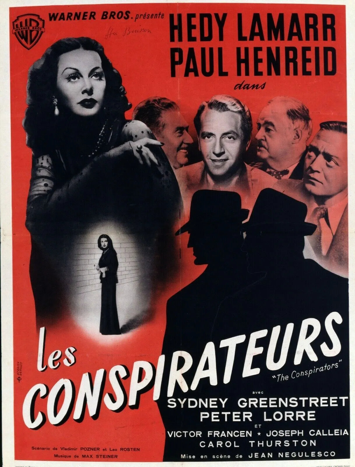 LOS CONSPIRADORES, HEDY LAMARR, 1944, REPRODUCCIÓN DE CARTEL DE CINE VINTAGE, HQ