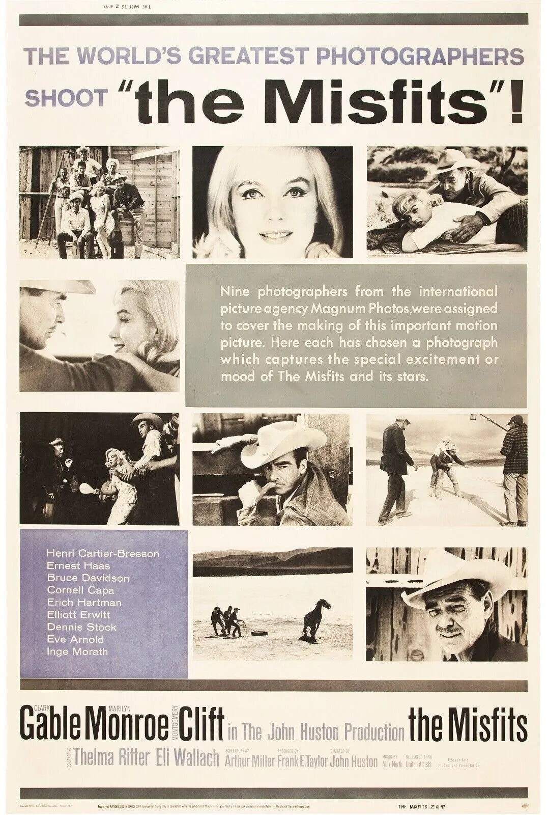LES DÉSAXÉS, "THE MISFITS", CLARK GABLE, MARYLIN MONROE, 1961, Repro Affiche de Cinéma, VINTAGE, HQ