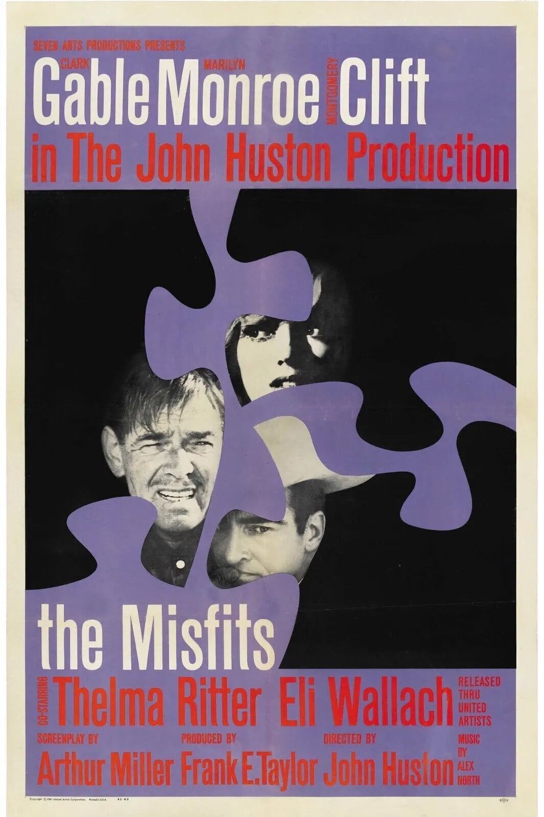 LES DÉSAXÉS, "THE MISFITS", CLARK GABLE, MARYLIN MONROE, 1961, Repro Affiche de Cinéma, VINTAGE, HQ