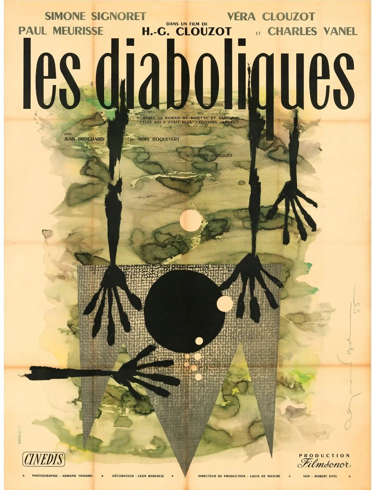LES DIABOLIQUES, SIMONE SIGNORET, 1955, Repro Affiche de Cinema, VINTAGE, HQ