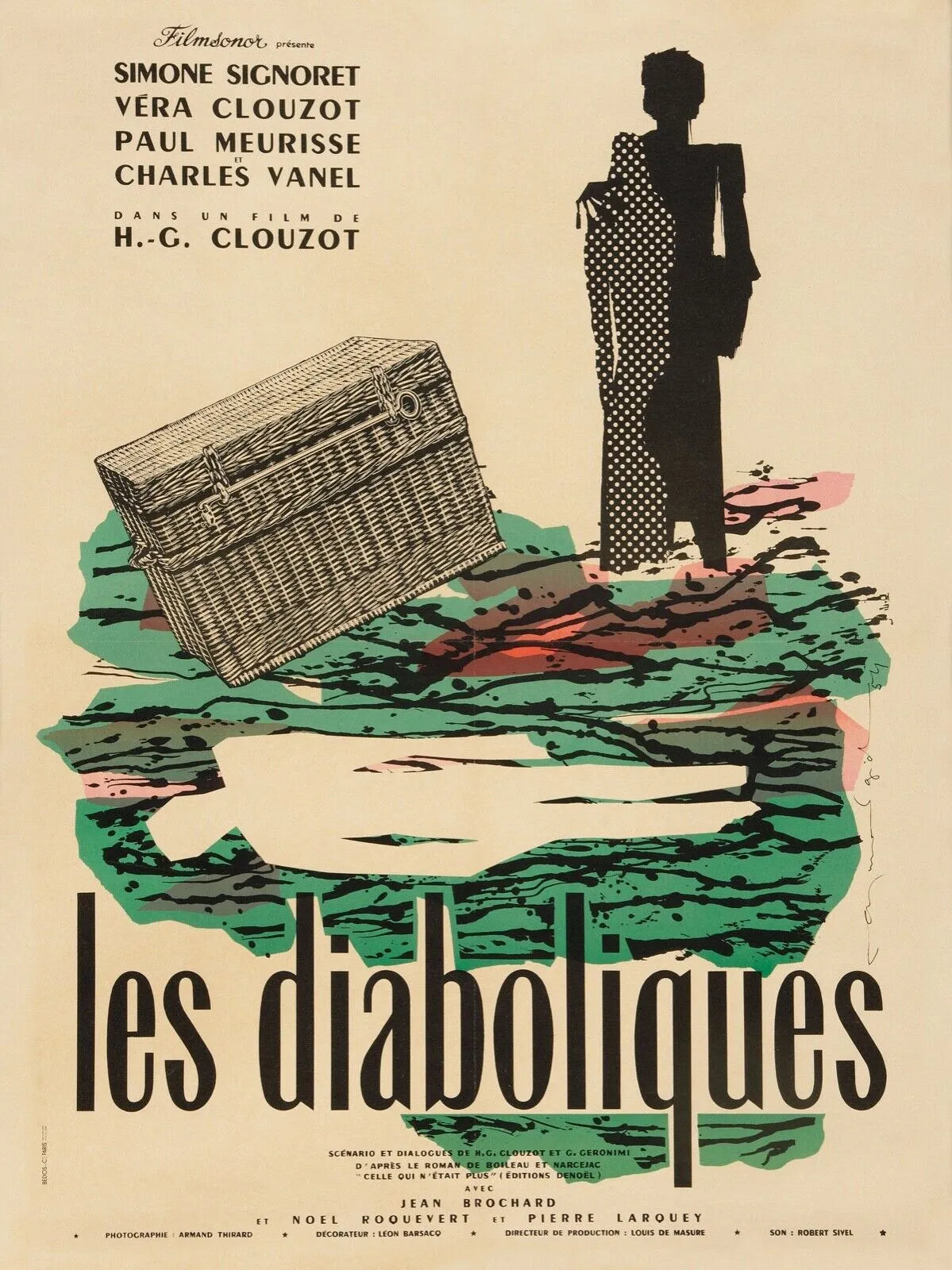 LES DIABOLIQUES, SIMONE SIGNORET, 1955, Repro Affiche de Cinema, VINTAGE, HQ