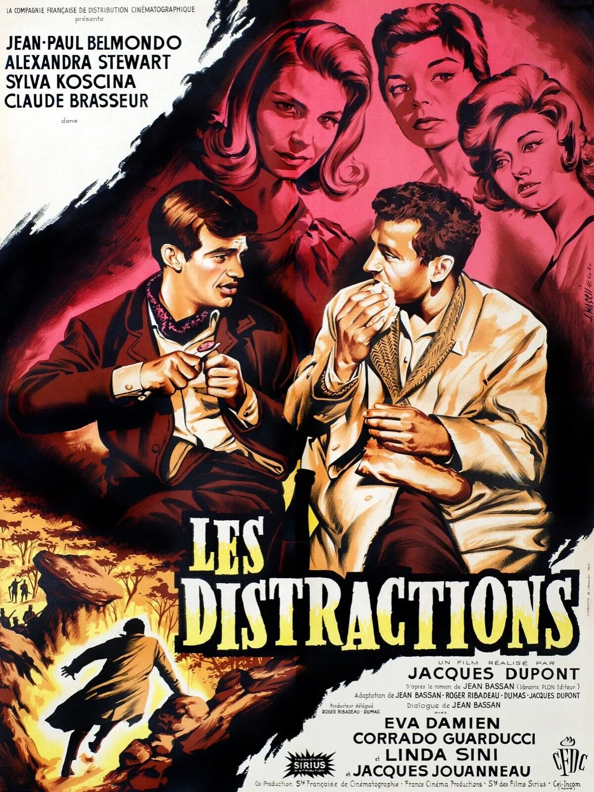 LES DISTRACTIONS, JEAN-PAUL BELMONDO, 1960, Repro affiche cinéma VINTAGE, HQ