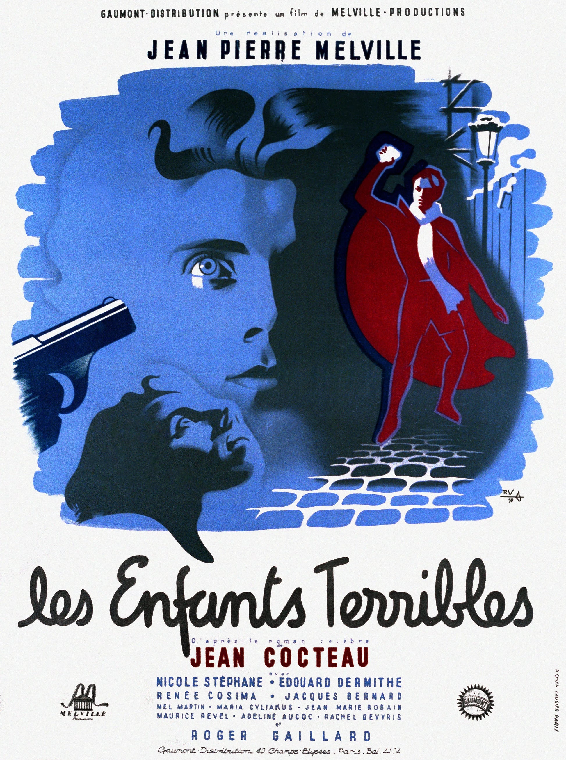 LES ENFANTS TERRIBLES, JEAN COCTEAU, JEAN-PIERRE MELVILLE, 1950, REPRO MOVIE POSTER, VINTAGE, HQ