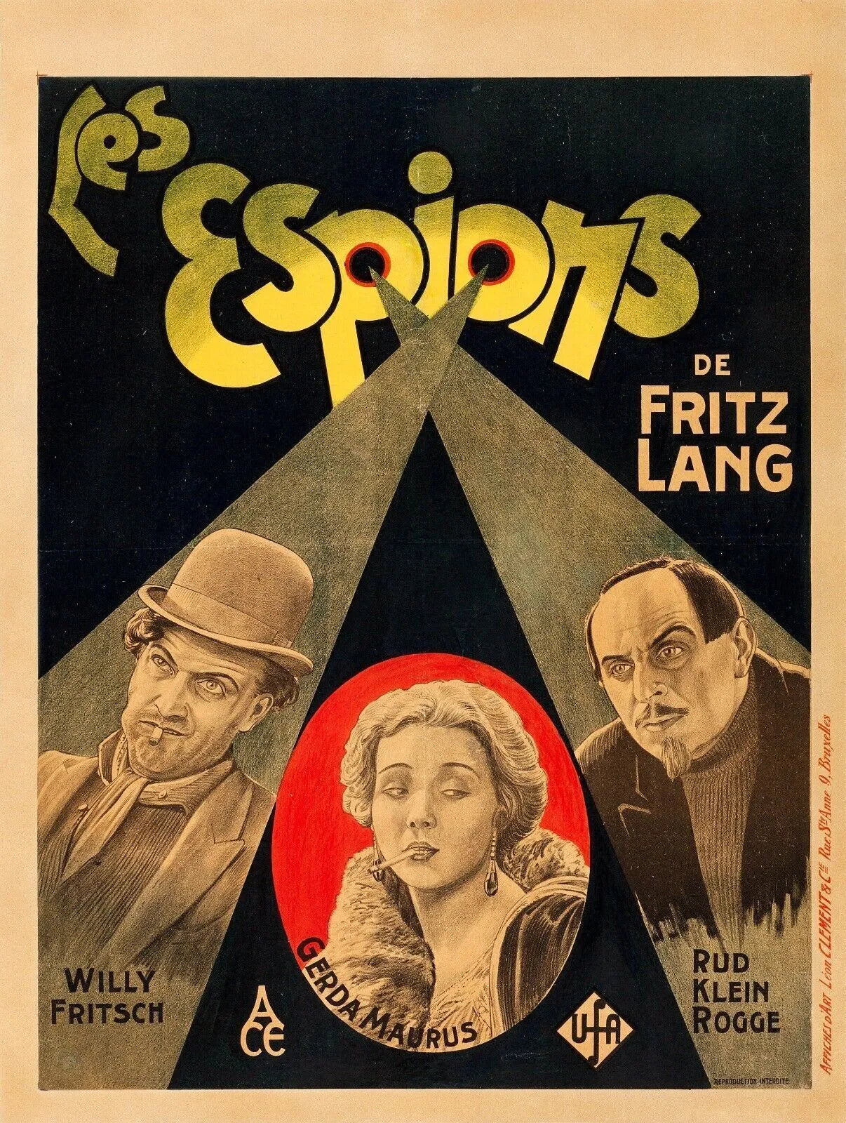 LES ESPIONS, FRITZ LANG, 1957, REPRO AFFICHE CINEMA, VINTAGE HQ