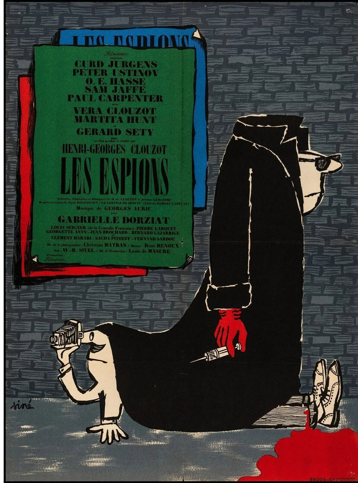 LES ESPIONS, VERA CLOUZOT, 1957, Repro affiche cinema VINTAGE, HQ