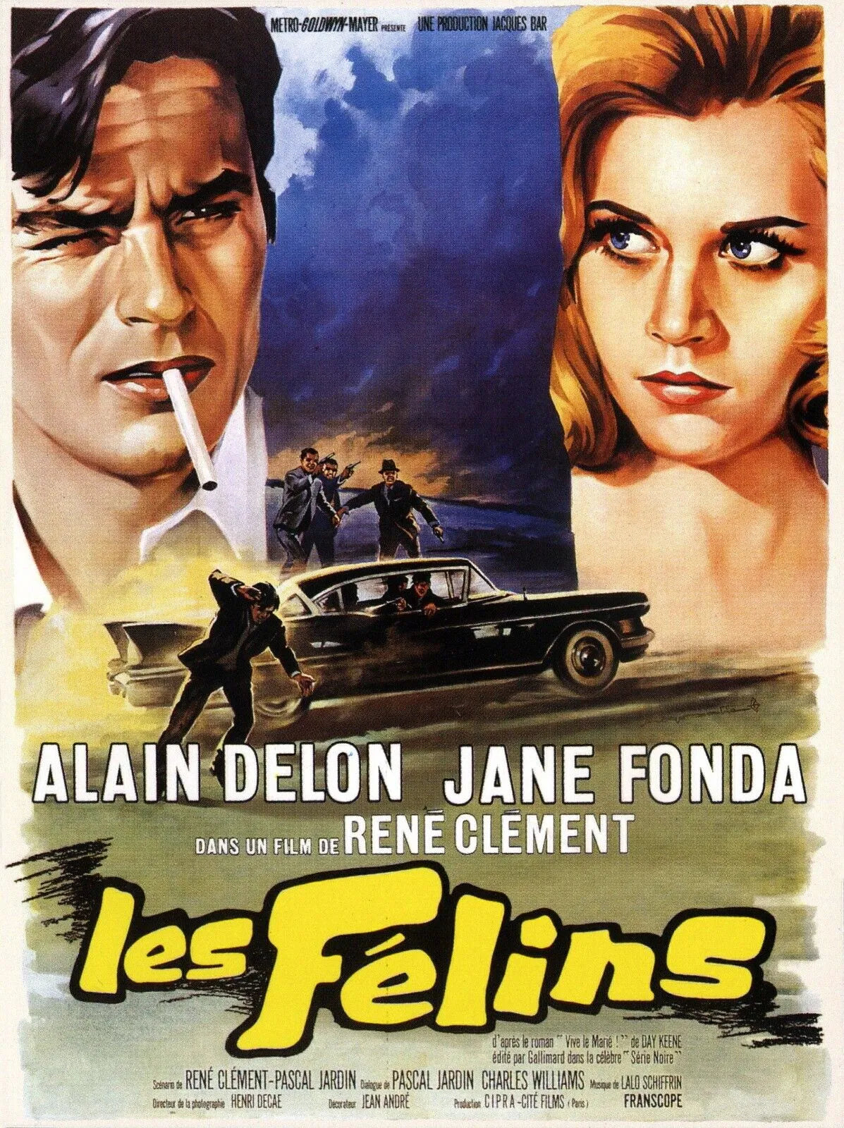 LES FÉLINS, JANE FONDA, ALAIN DELON, 1964, REPRO AFFICHE CINÉMA VINTAGE, HQ
