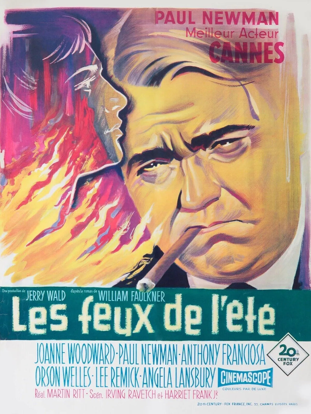 LES FEUX DE L’ÉTÉ, PAUL NEWMAN, 1958, repro affiche cinéma, VINTAGE, HQ