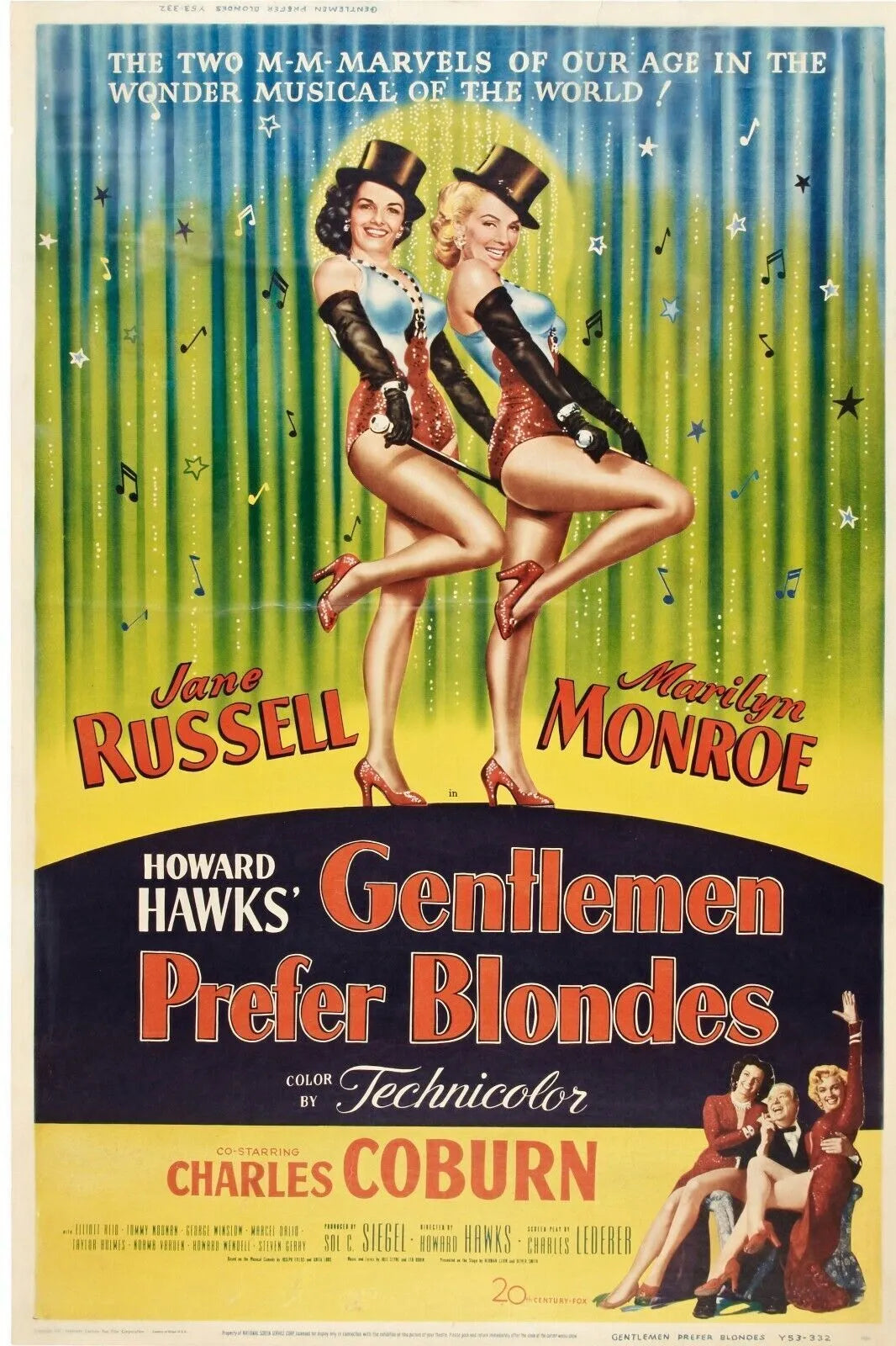 LES HOMMES PRÉFÈRENT LES BLONDES, MARILYN MONROE, 1953, repro affiche cinéma, VINTAGE, HQ