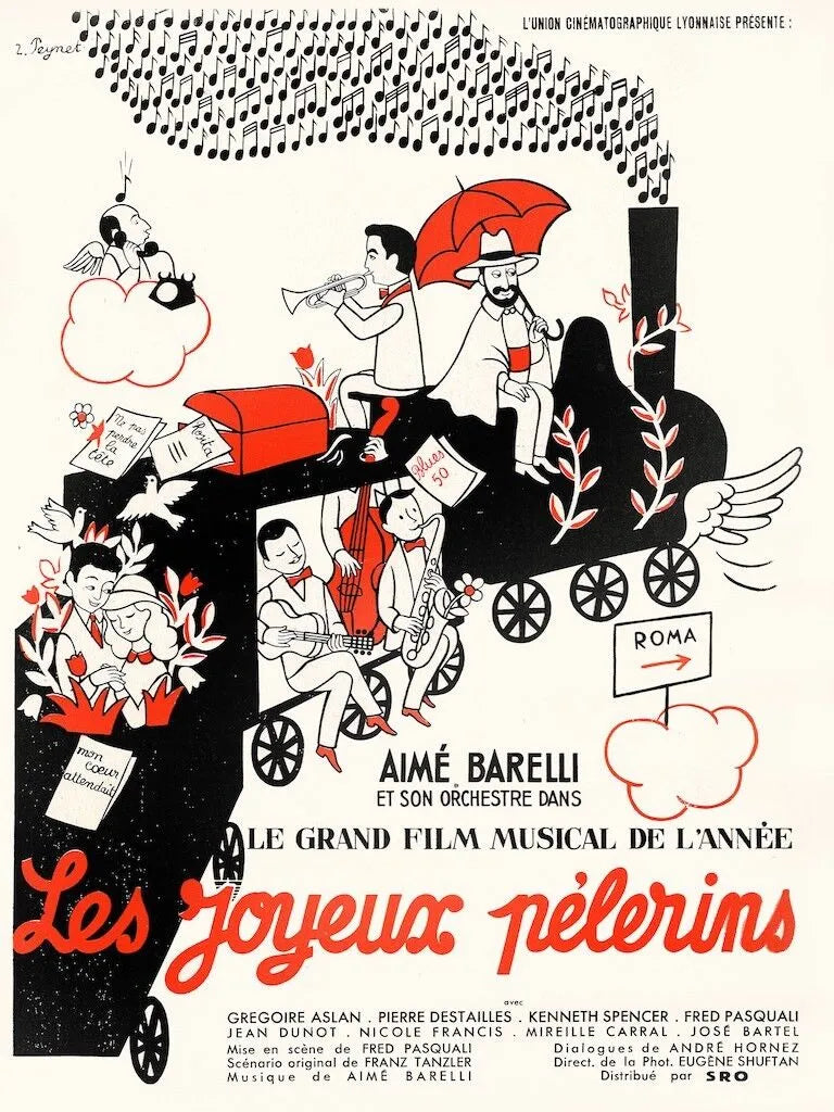 LES JOYEUX PÈLERINS, AIMÉ BARELLI, 1951, REPRO MOVIE POSTER, VINTAGE, HQ