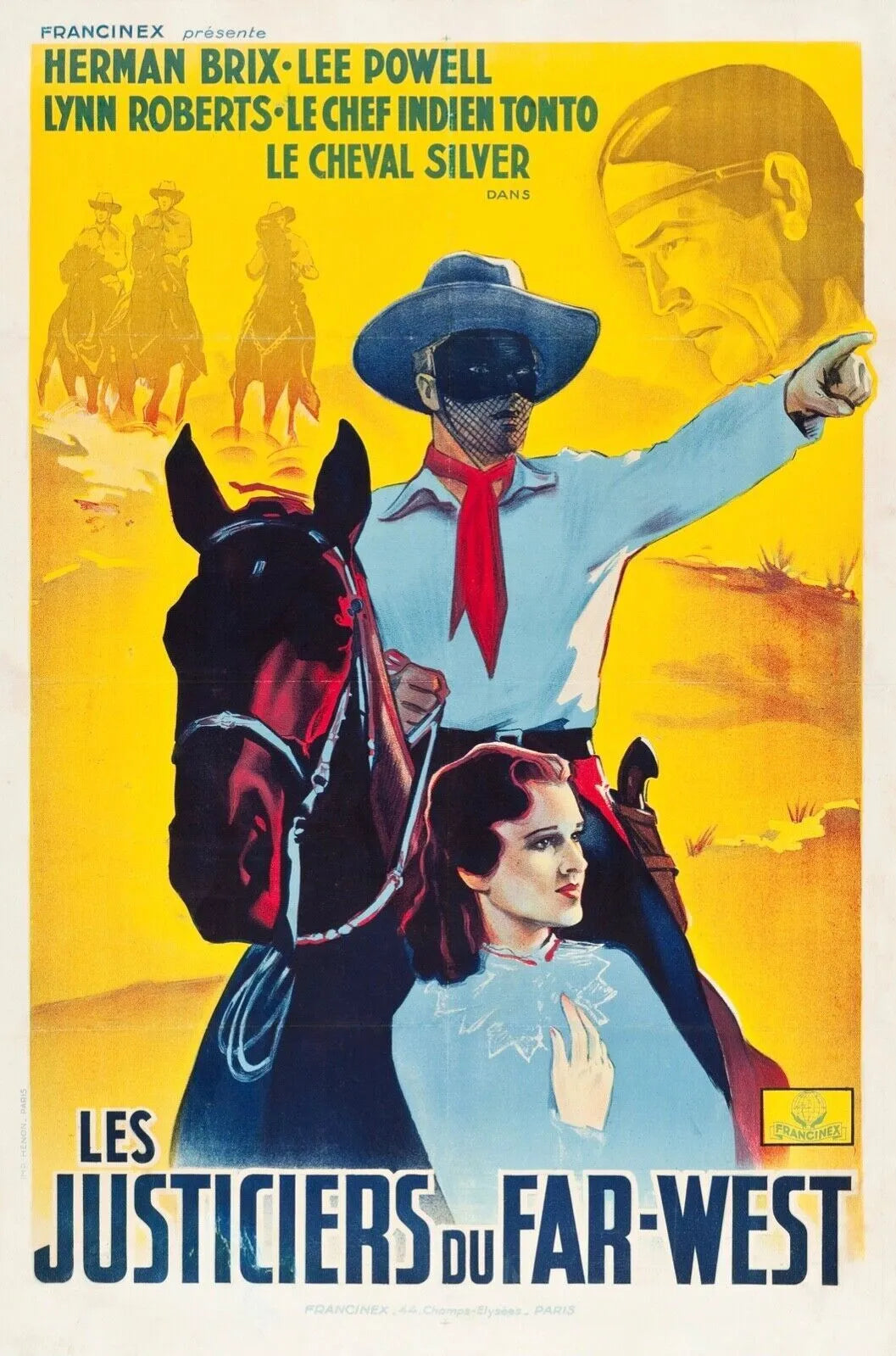 LES JUSTICIERS DU FAR WEST, 1958, RANDOLPH SCOTT, REPRO AFFICHE CINEMA VINTAGE, HQ