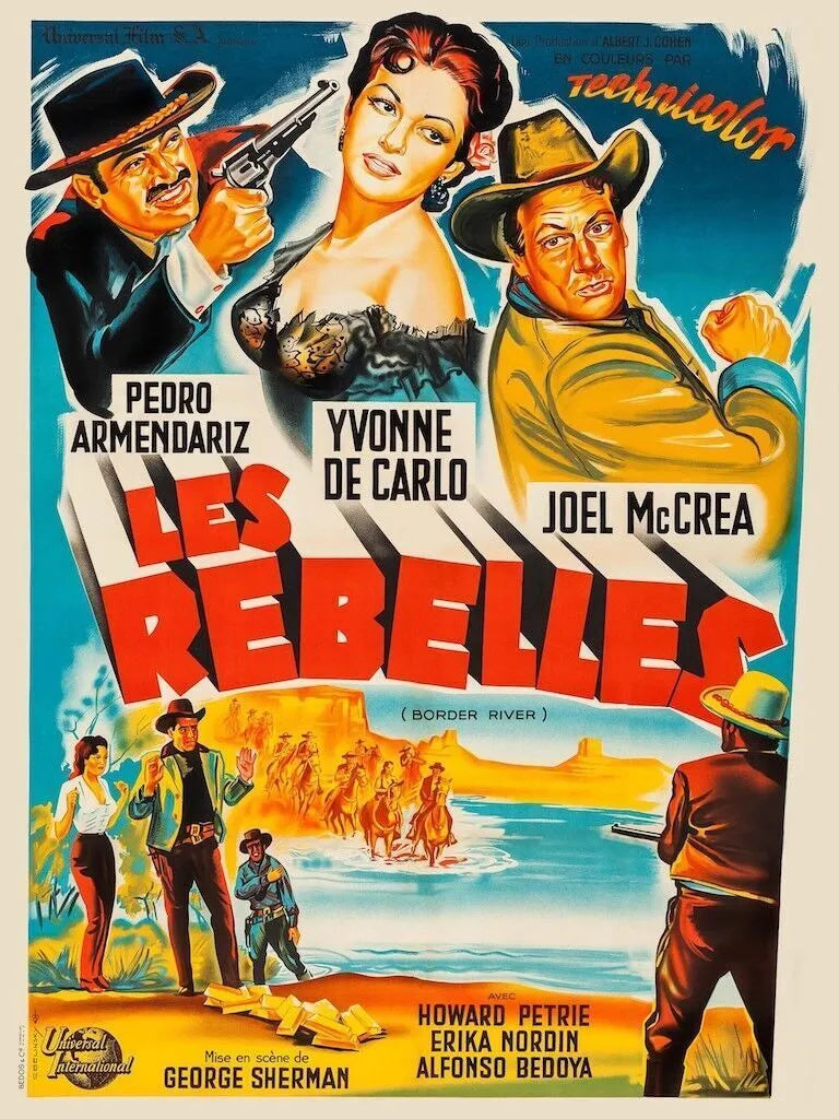 LES REBELLES, PEDRO ARMENDARIZ, 1954, REPRO AFFICHE CINÉMA VINTAGE, HQ