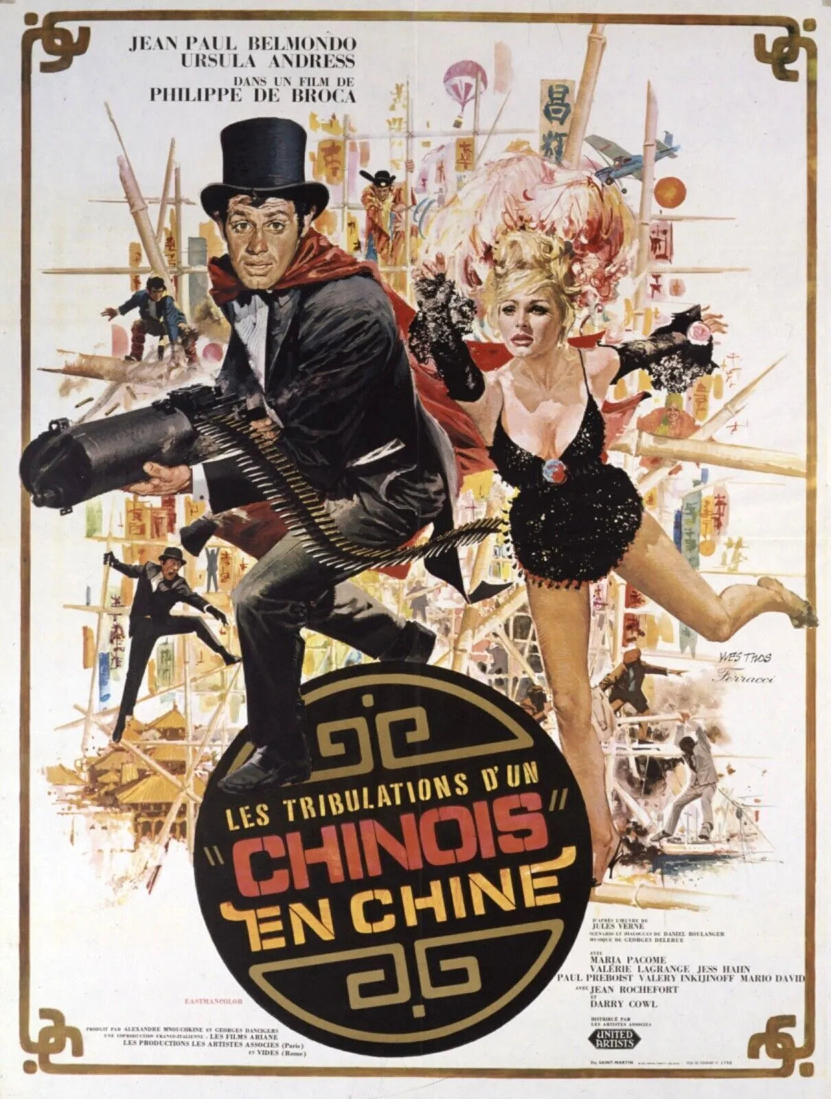 LES TRIBULATIONS D’UN CHINOIS EN CHINE, JEAN-PAUL BELMONDO, 1965, AFFICHE DE CINEMA VINTAGE HQ