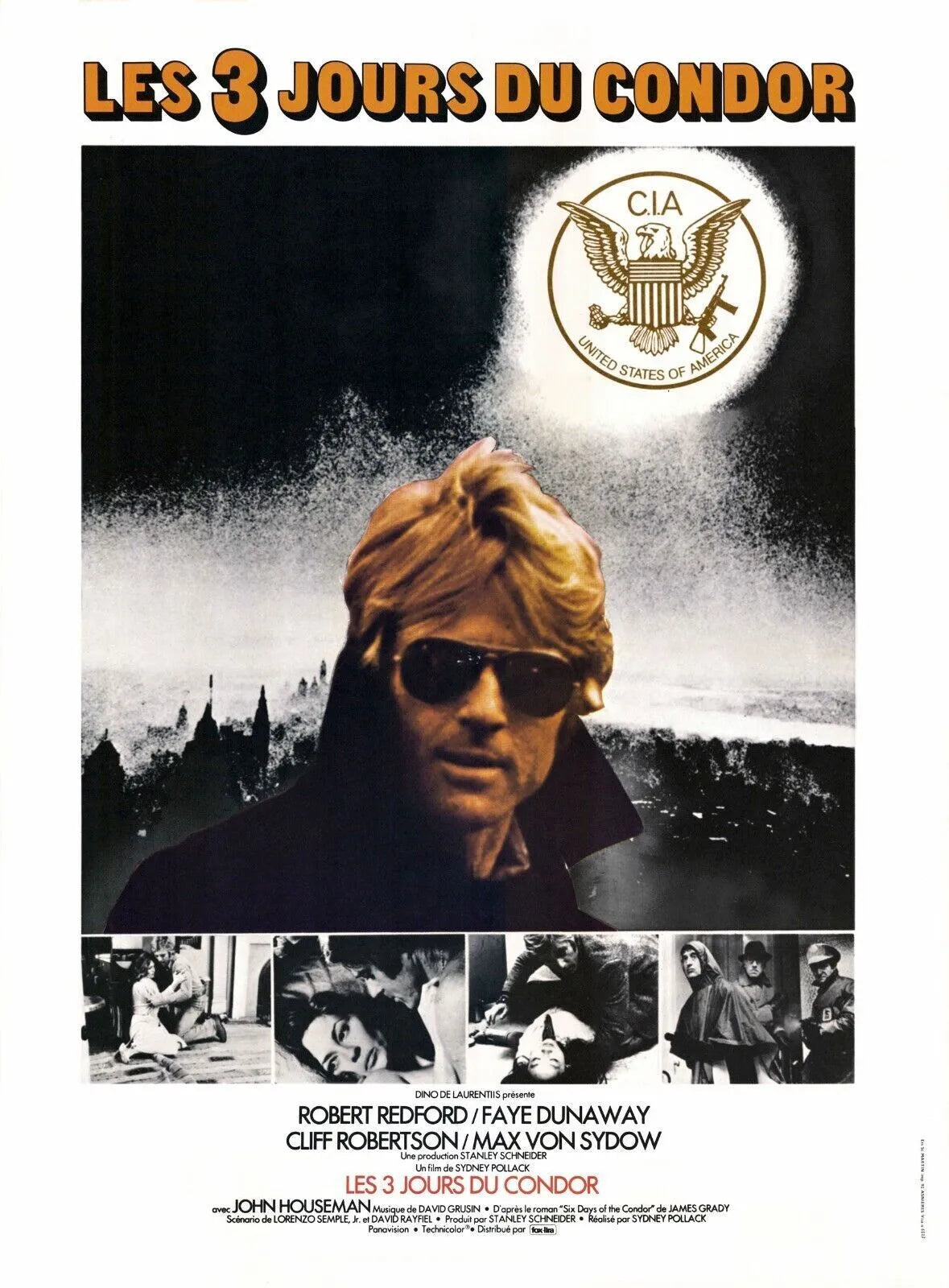 LES TROIS JOURS DU CONDOR, ROBERT REDFORD, 1975, Repro affiche cinema VINTAGE, HQ
