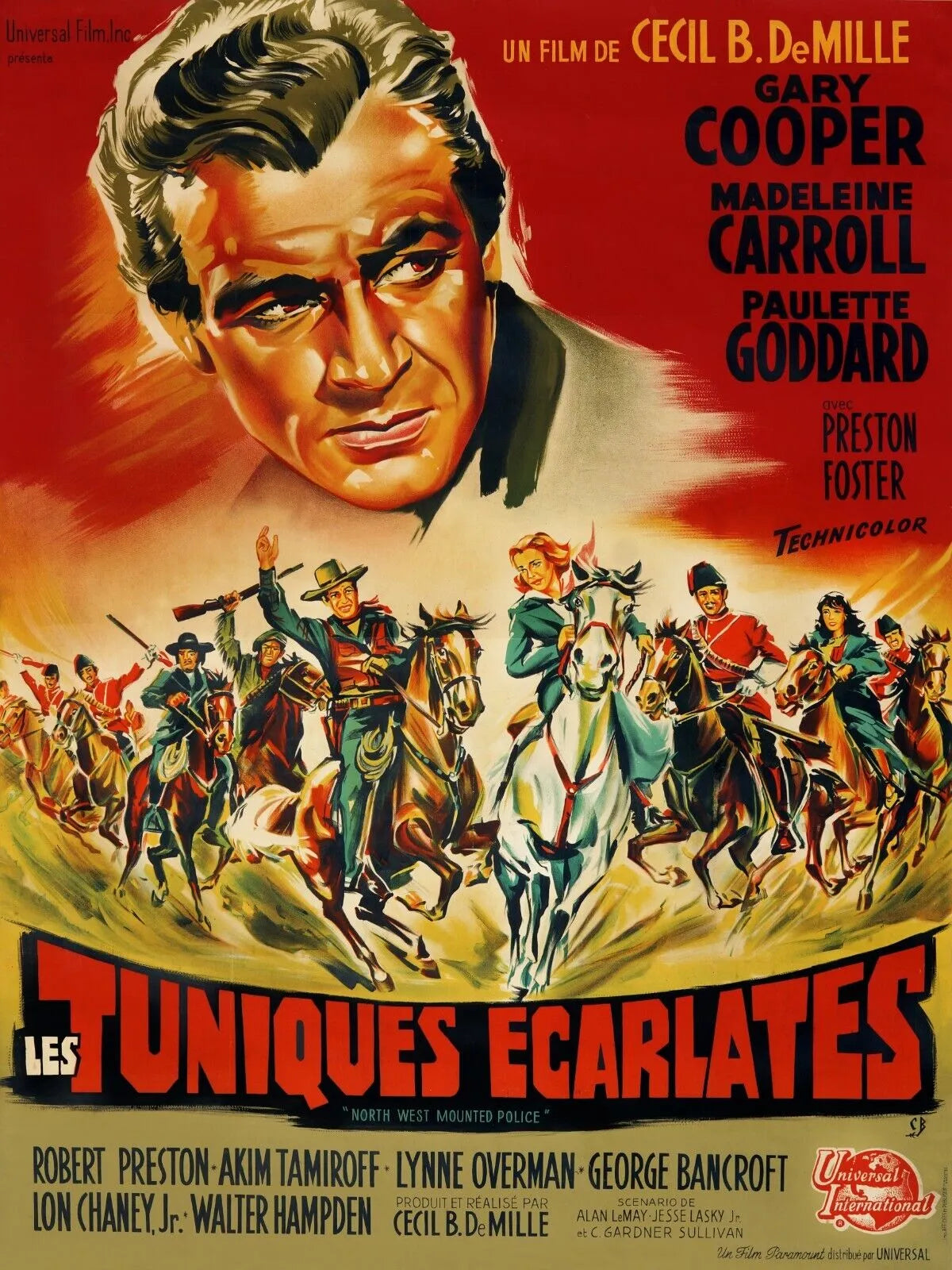 LES TUNIQUES ÉCARLATES, GARY COOPER, 1940, REPRO AFFICHE CINEMA VINTAGE HQ
