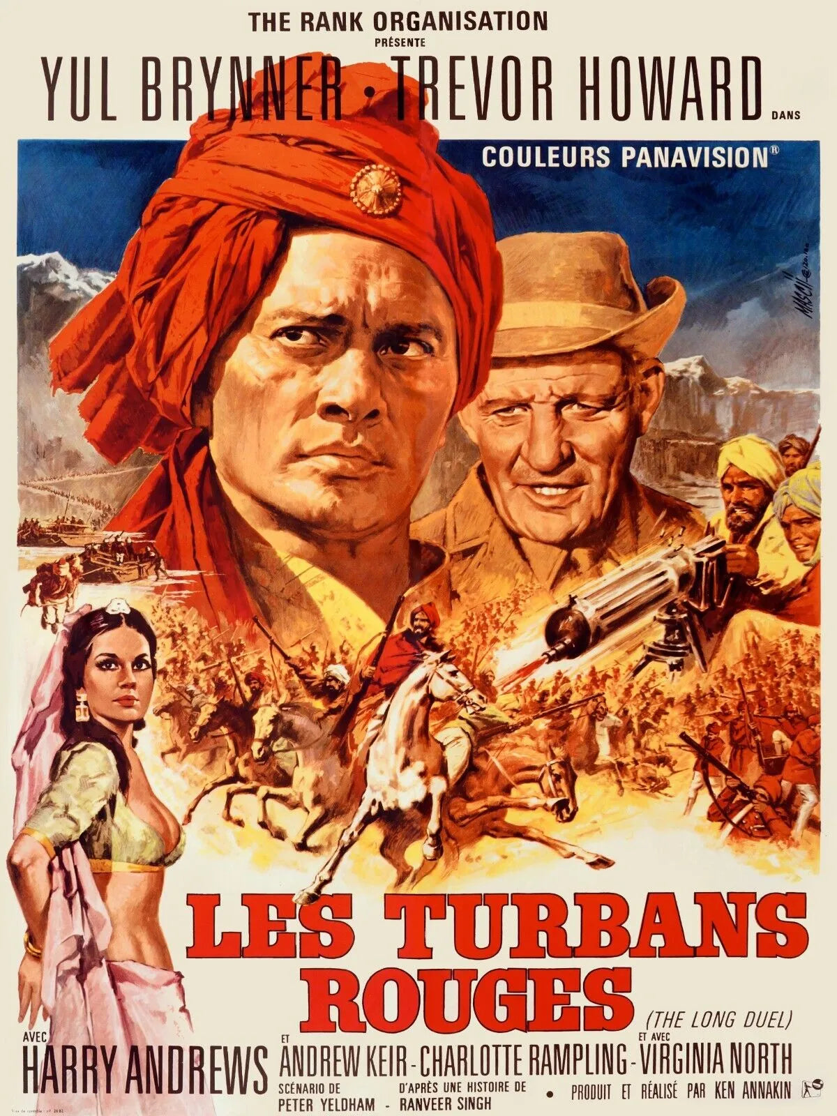 LES TURBANS ROUGES, YUL BRYNNER, 1951, REPRO AFFICHE CINEMA VINTAGE, HQ