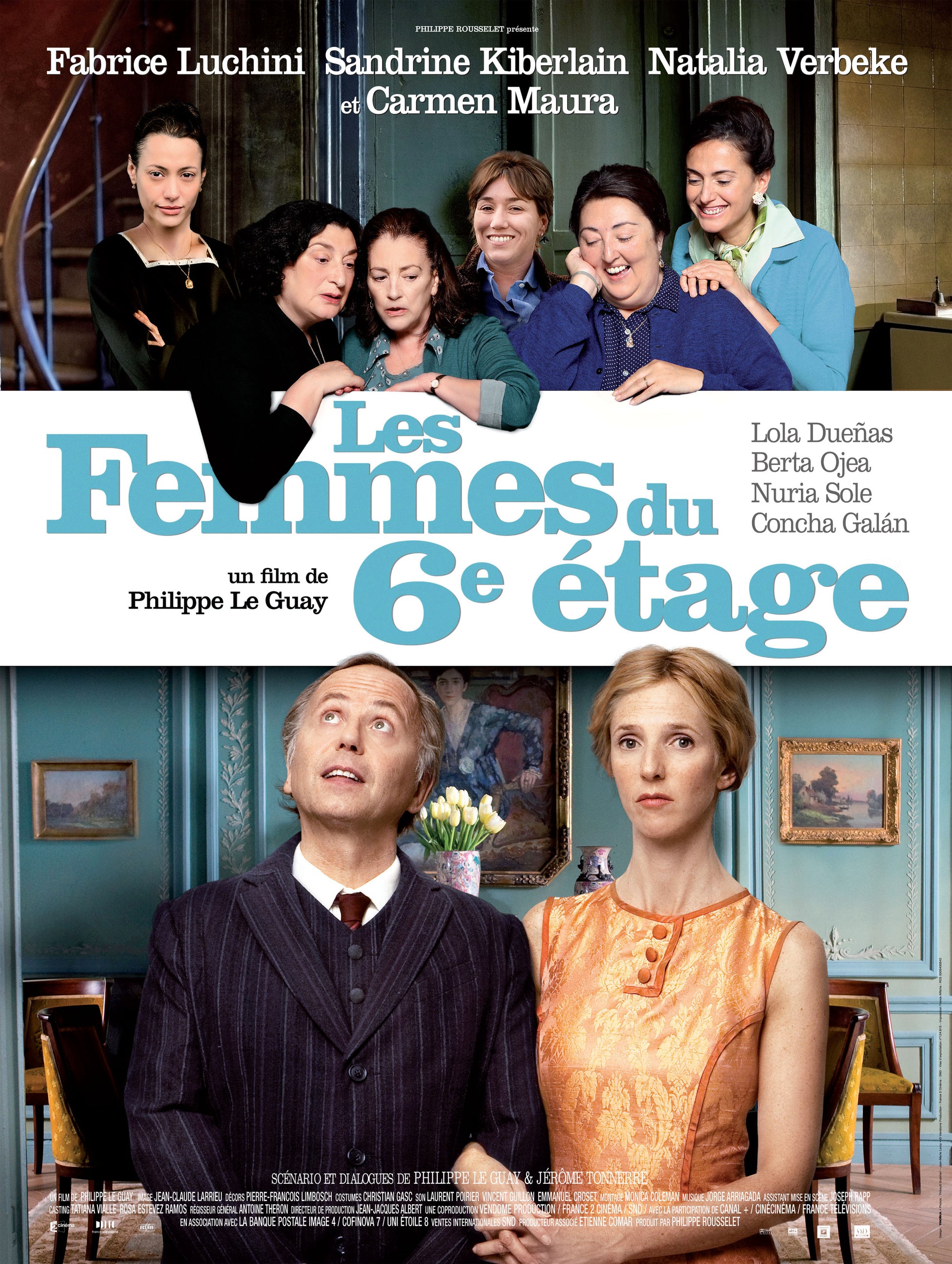 LES FEMMES DU 6ᵉ ÉTAGE (2010) | FABRICE LUCHINI – SANDRINE KIBERLAIN – NATALIA VERBEKE | POSTER CINÉMA VINTAGE | POSTER HUB STUDIO RÉTRO | HQ