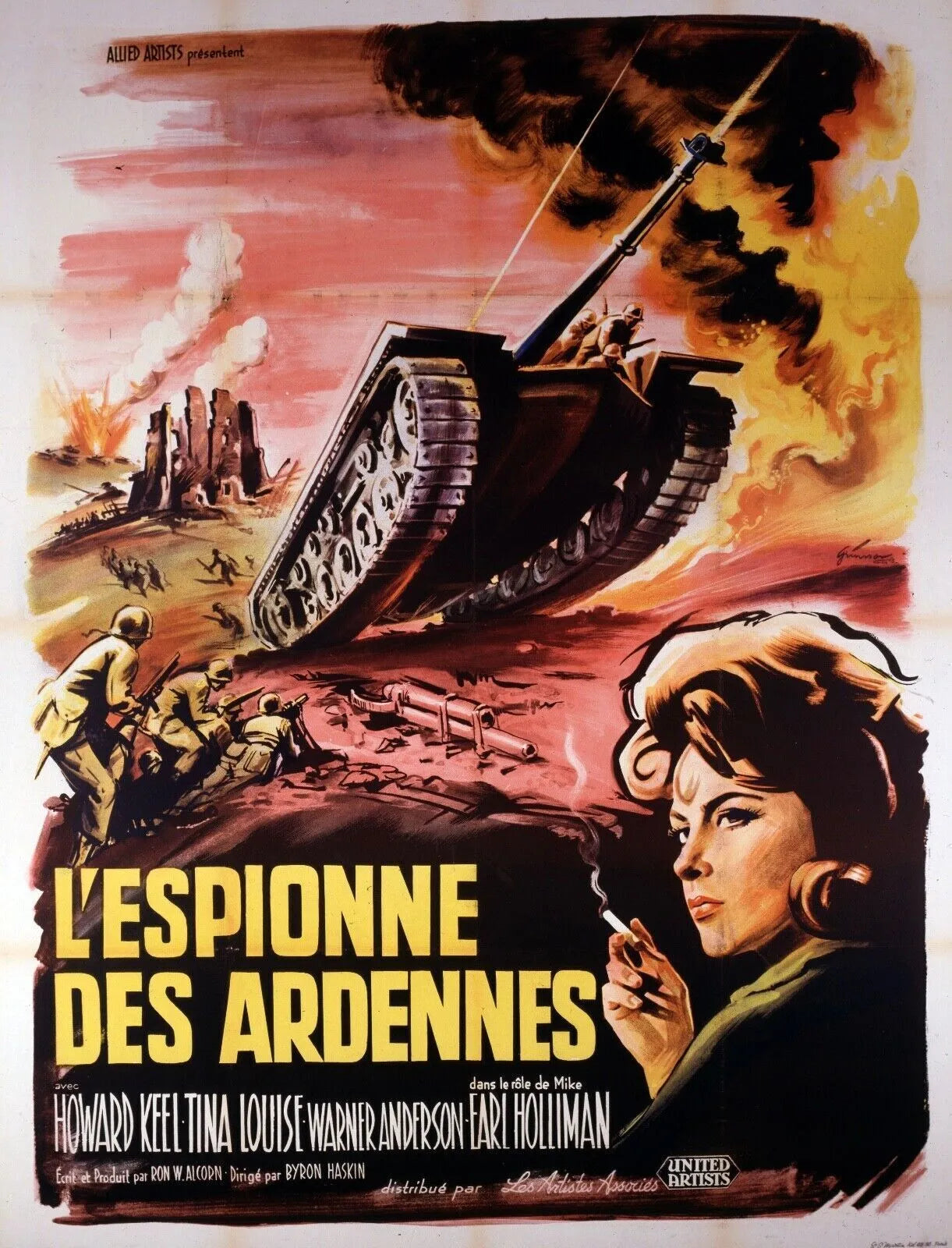 L’ESPIONNE DES ARDENNES – REPRO AFFICHE CINÉMA VINTAGE, HQ, 1961
