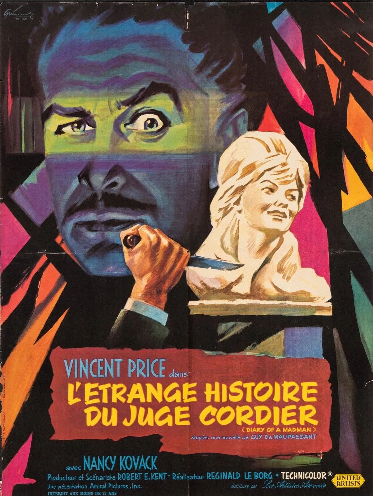 L’ÉTRANGE HISTOIRE DU JUGE CORDIER, VINCENT PRICE, 1961, REPRO AFFICHE CINÉMA VINTAGE, HQ