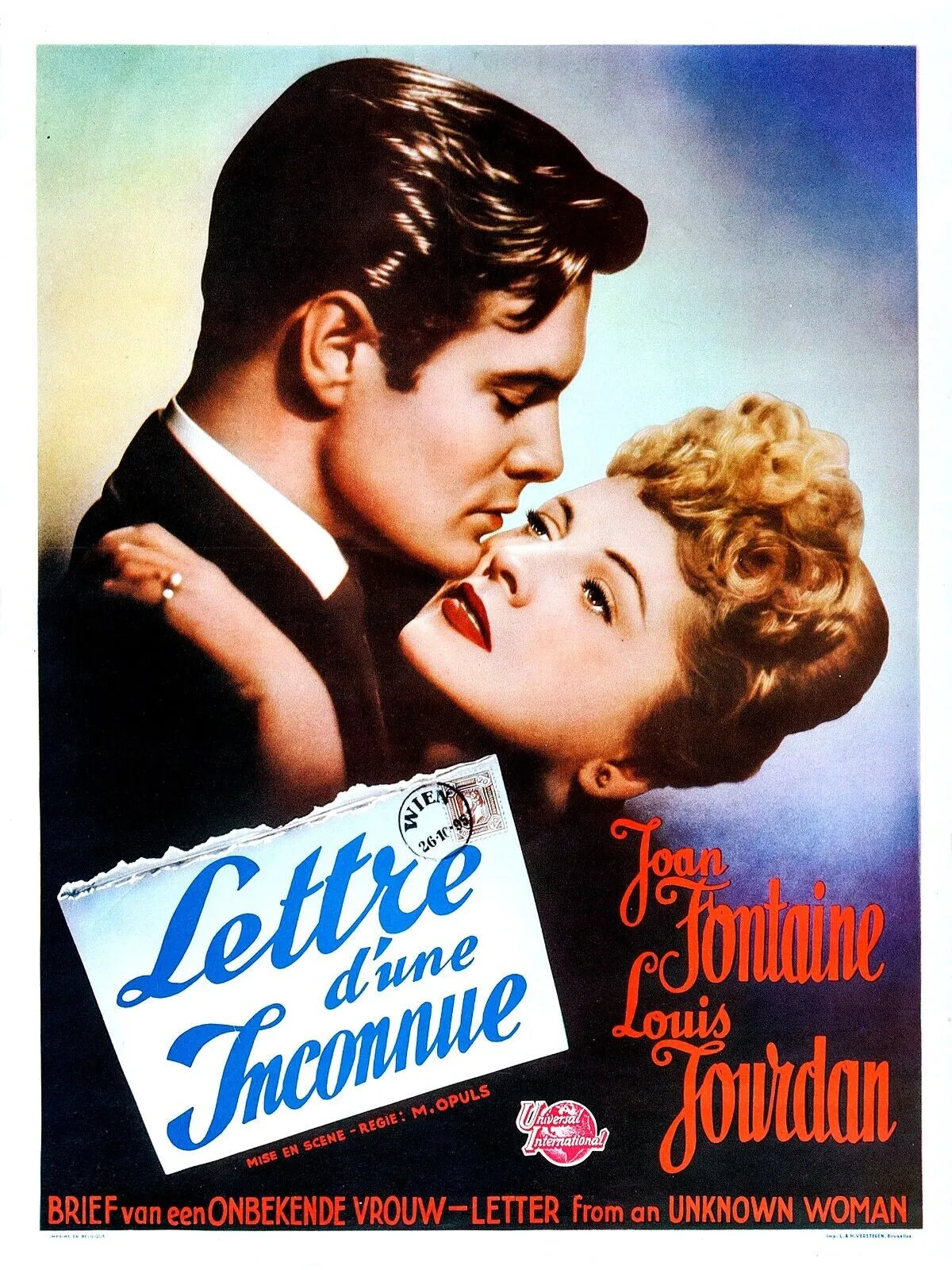 LETTRE D'UNE INCONNUE, JEAN FONTAINE, 1948, REPRO AFFICHE CINEMA VINTAGE, HQ