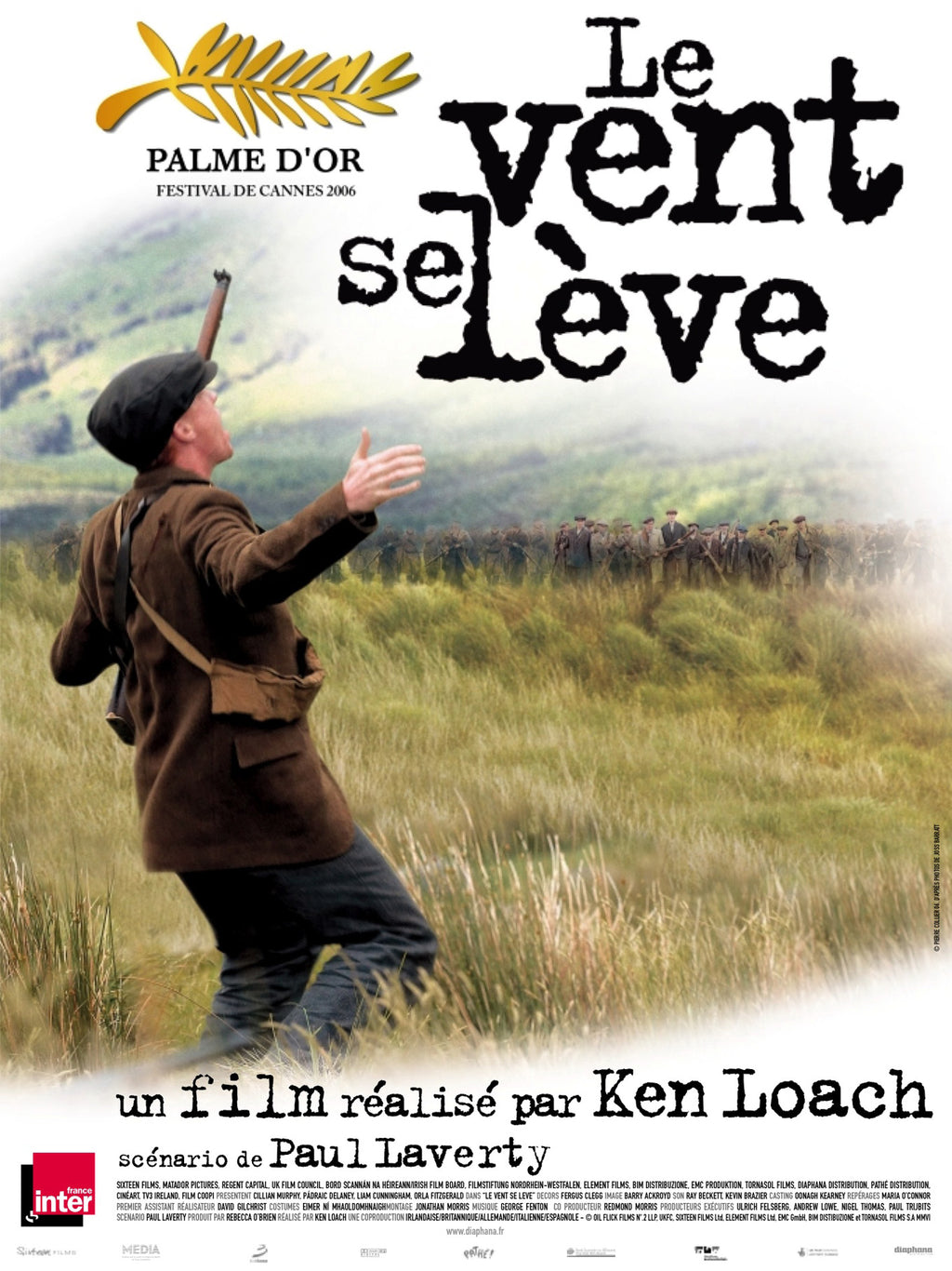 Affiche du film Le Vent se Lève (2006) de Ken Loach, Palme d’Or à Cannes. Drame historique avec Cillian Murphy. Reproduction HQ Poster Hub.