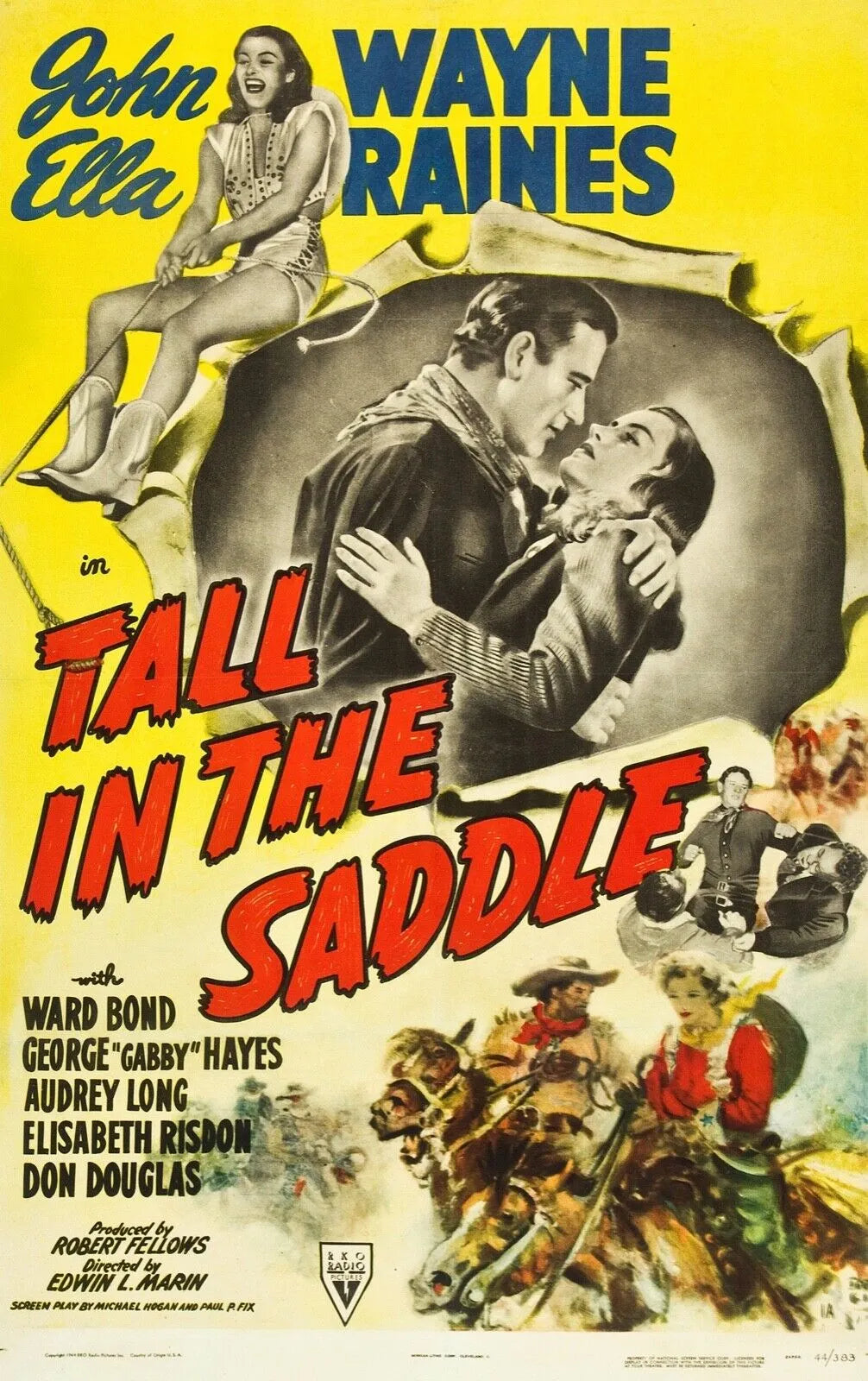 THE MAN FROM THE ROUGH VALLEY, JOHN WAYNE, 1944, REPRO CINEMA POSTER, VINTAGE, HQ