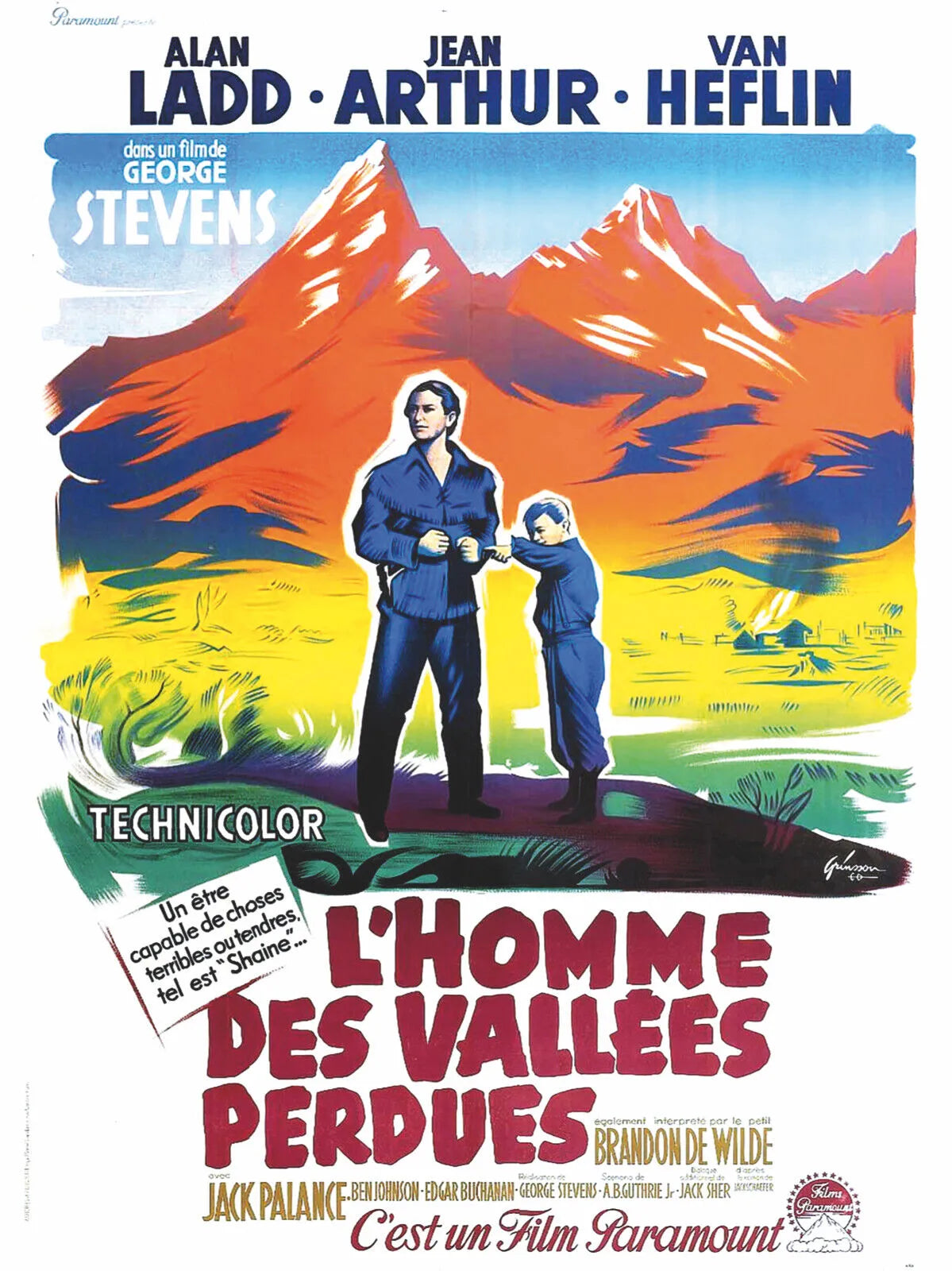 L’HOMME DES VALLÉES PERDUES, ALAN LADD, 1953, REPRO MOVIE POSTER, VINTAGE, HQ