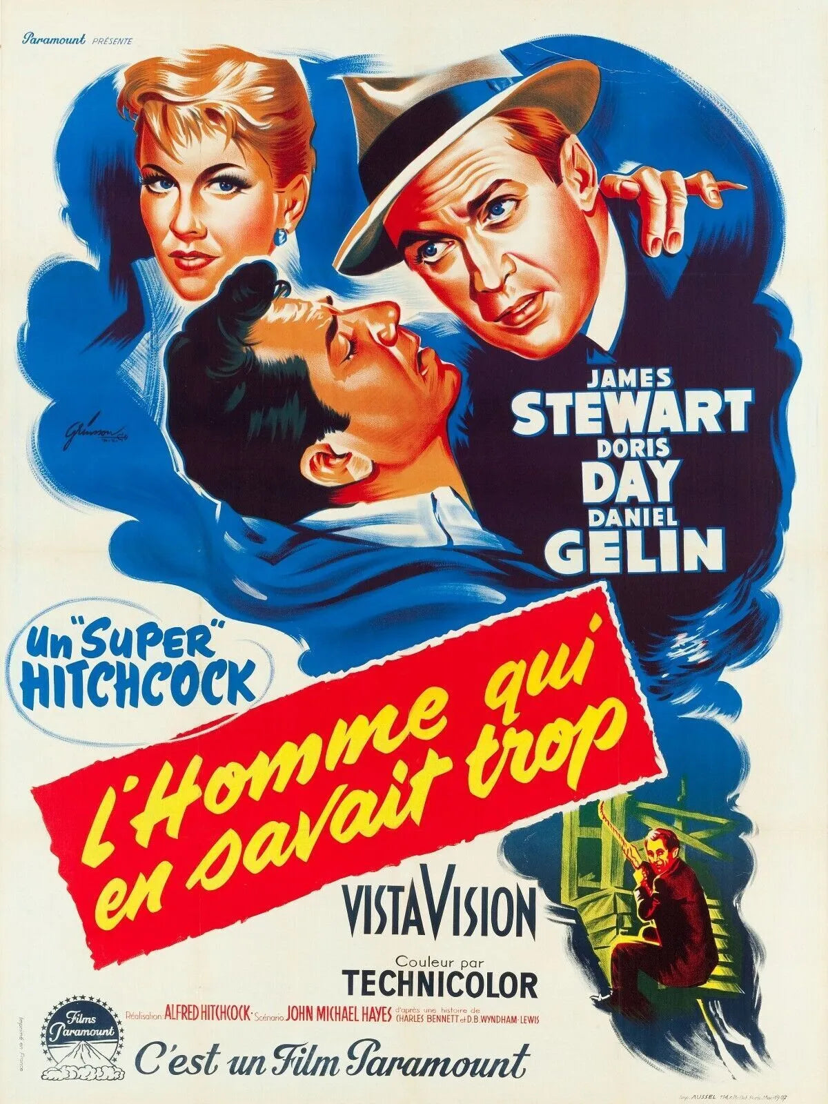 L'HOMME QUI EN SAVAIT TROP, J.STEWART, REPRO AFFICHE CINEMA VINTAGE HQ