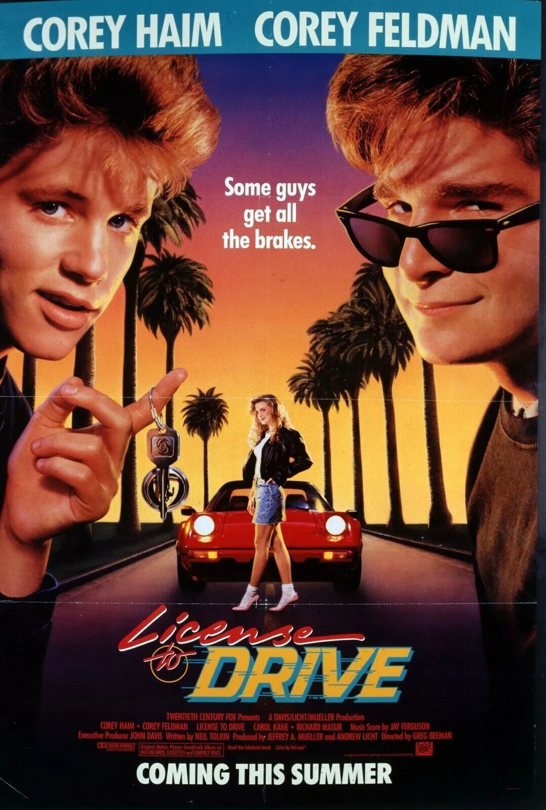LICENSE TO DRIVE, COREY HAIM, 1988, REPRO AFFICHE CINEMA VINTAGE, HQ