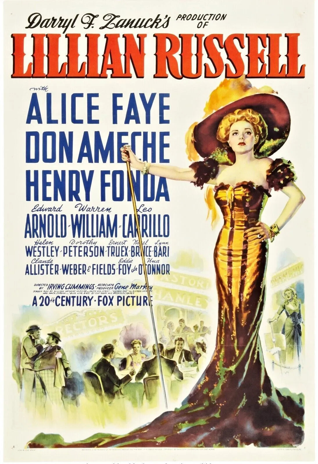 LILLIAN RUSSELL, ALICE FAYE, 1940, repro affiche cinéma VINTAGE, HQ