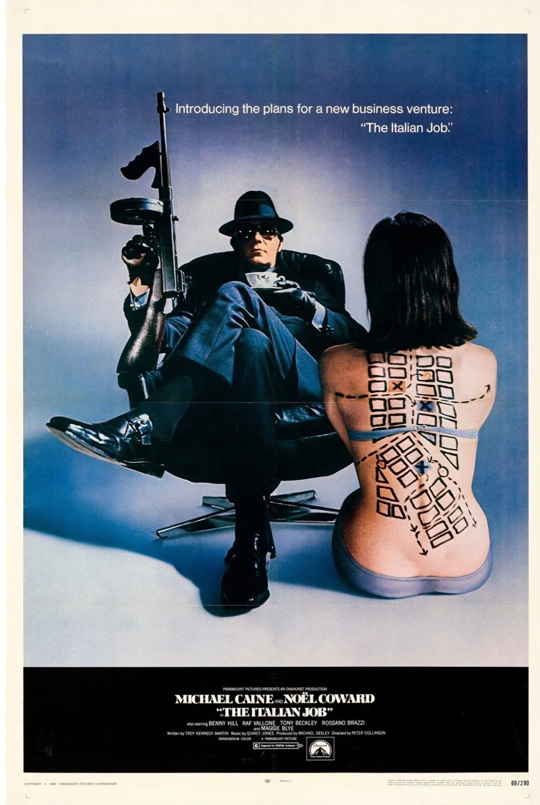 L'OR SE BARRE, THE ITALIAN JOB, MICHAEL CAINE, REPRO AFFICHE DE CINEMA, HQ