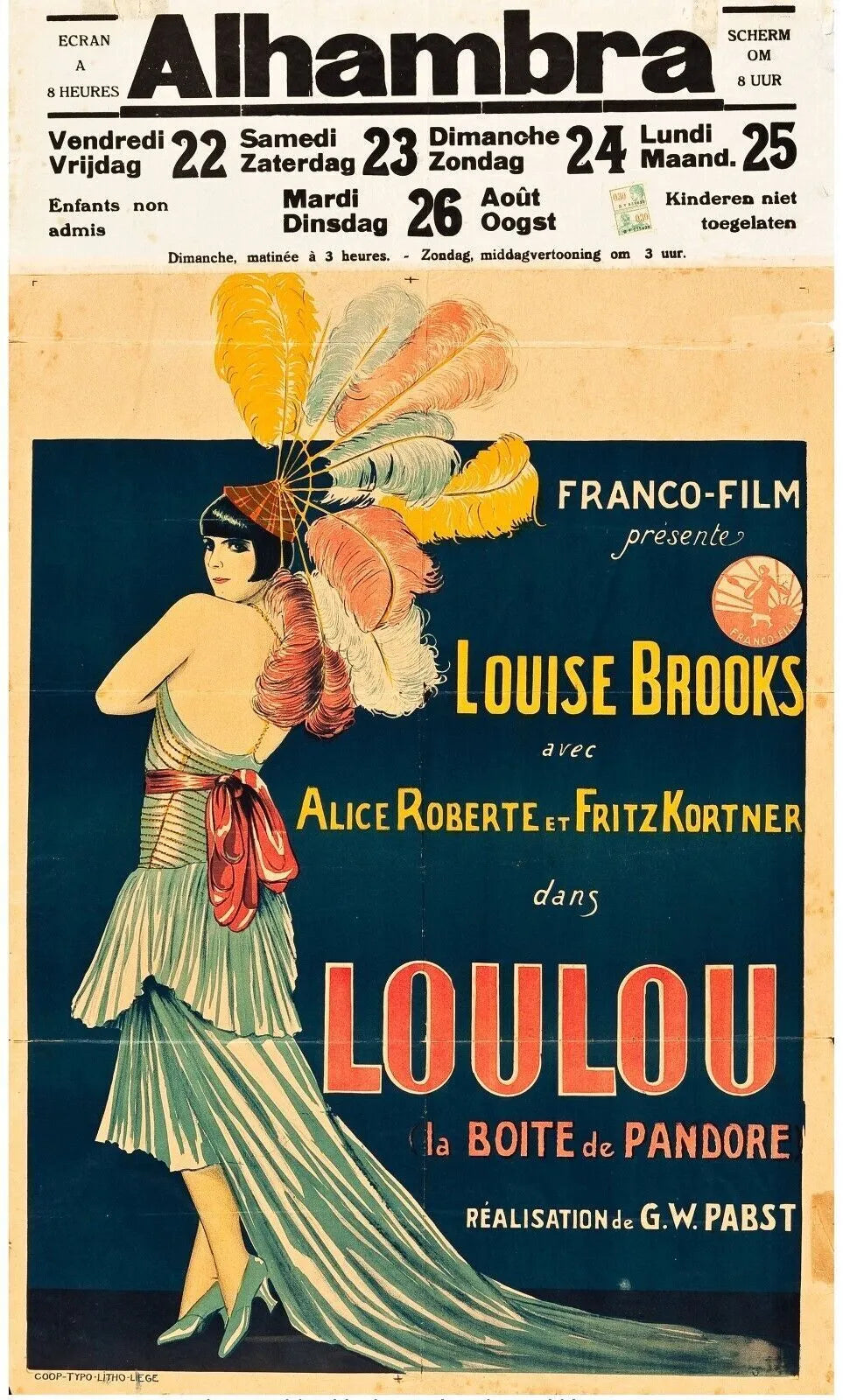 LOULOU, ALICE ROBERT, 1929, DRAME, repro affiche cinema VINTAGE, HQ