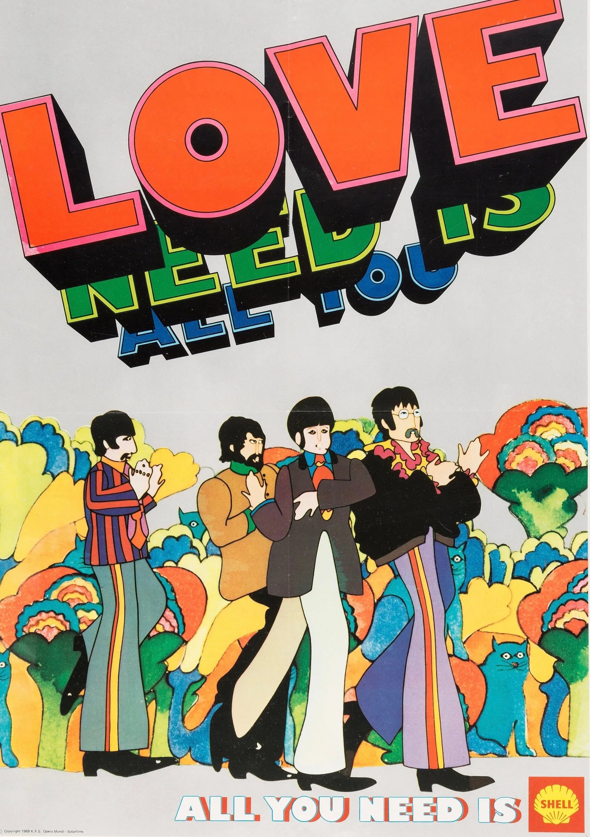LOVE IS ALL YOU NEED THE BEATLES AFFICHE VINTAGE MUSIC POSTER HQ