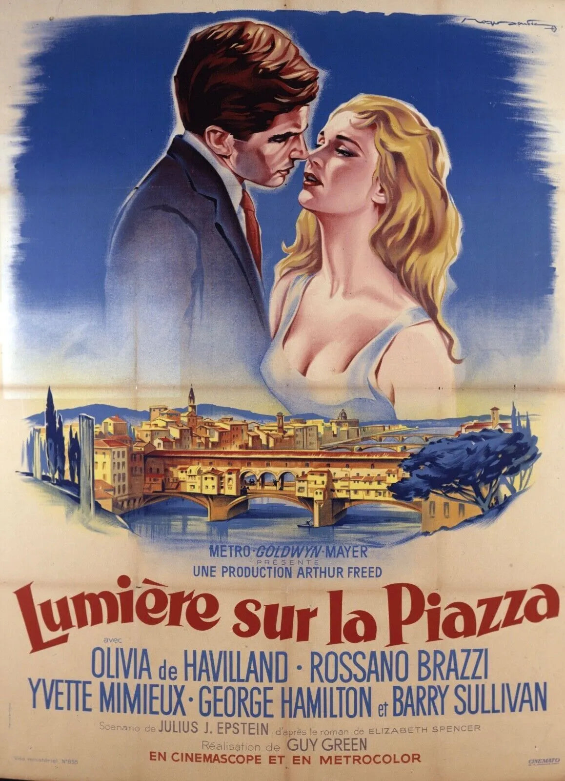 LUMIÈRE SUR LA PIAZZA, OLIVIA DE HAVILLAND, 1962, Repro affiche cinéma VINTAGE, HQ