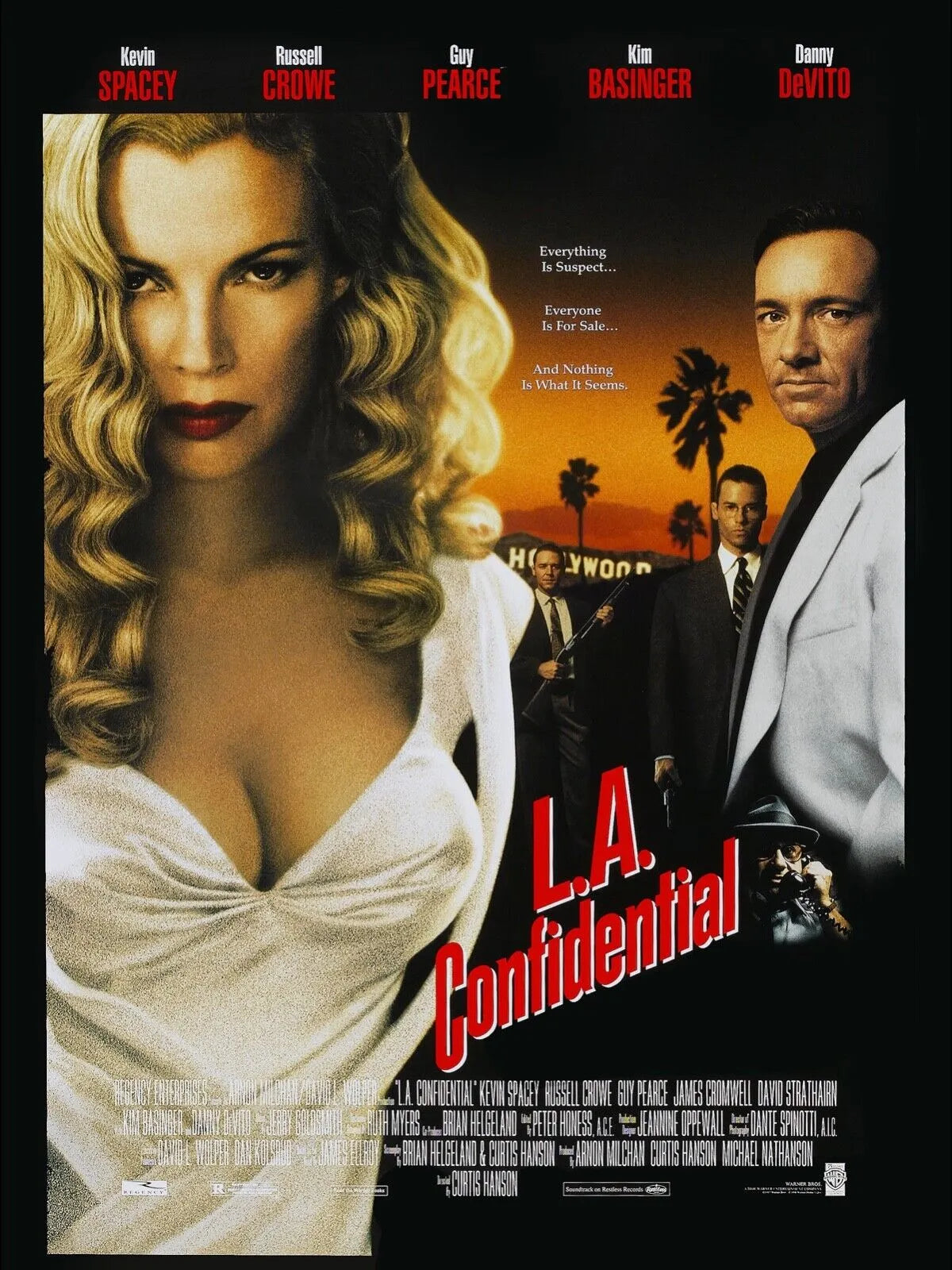L.A. CONFIDENTIAL, KEVIN SPACEY, 1997, REPRO MOVIE POSTER, VINTAGE, HQ