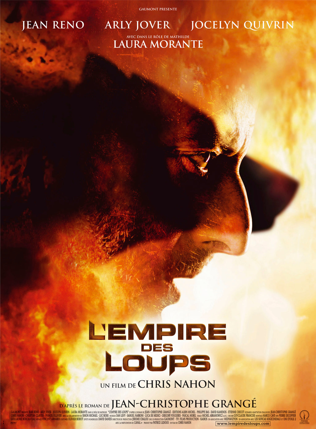 Affiche du film L’Empire des Loups (2005) avec Jean Reno. Thriller intense adapté de Jean-Christophe Grangé. Reproduction HQ – Poster Hub Studio.