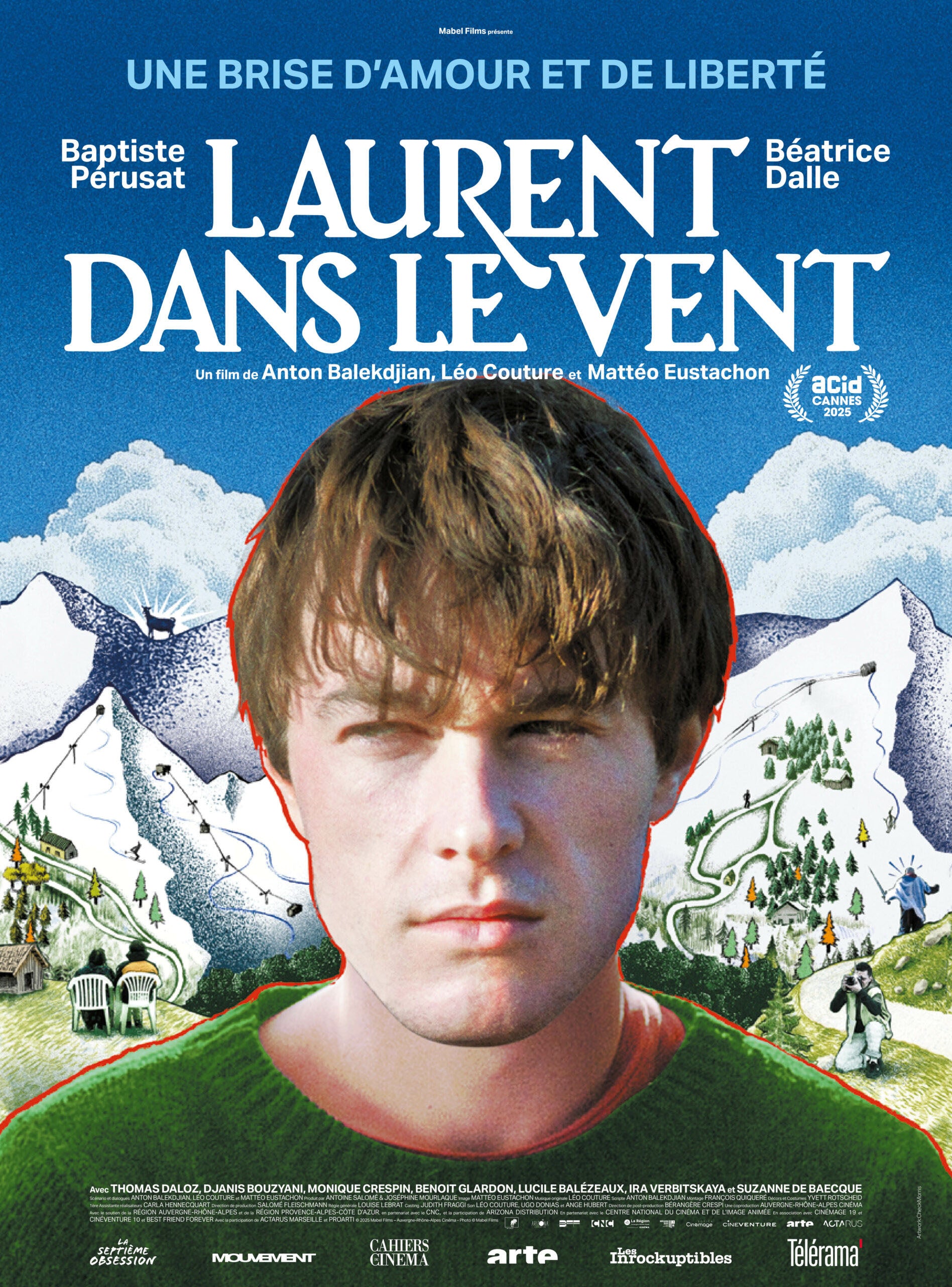 LAURENT DANS LE VENT – FILM D’ANTON BALEKDJIAN, LÉO COUTURE & MATTÉO EUSTACHON (2025) – BAPTISTE PÉRUSAT – BÉATRICE DALLE– REPRODUCTION – POSTER HUB STUDIO – HQ
