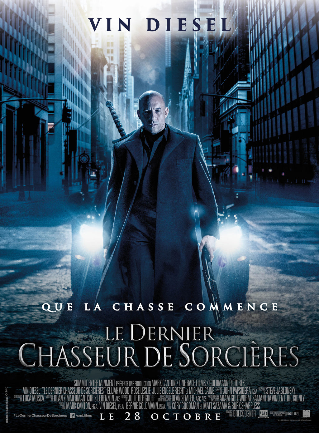 Affiche du film Le Dernier Chasseur de Sorcières (2015) avec Vin Diesel. Film fantastique et action. Reproduction HQ – Poster Hub Studio.