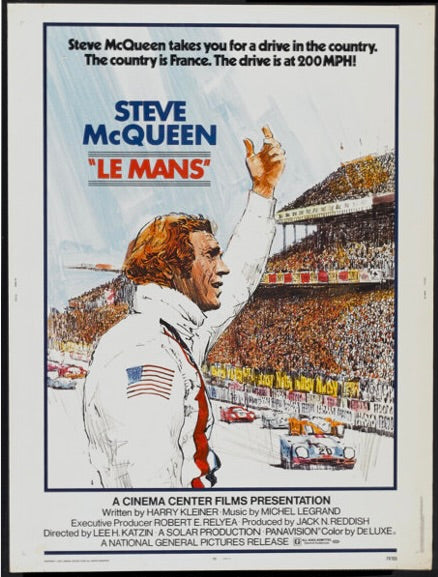 Affiche du film Le Mans (1971) avec Steve McQueen. Film culte sur les 24 Heures du Mans. Poster vintage reproduction haute qualité.
